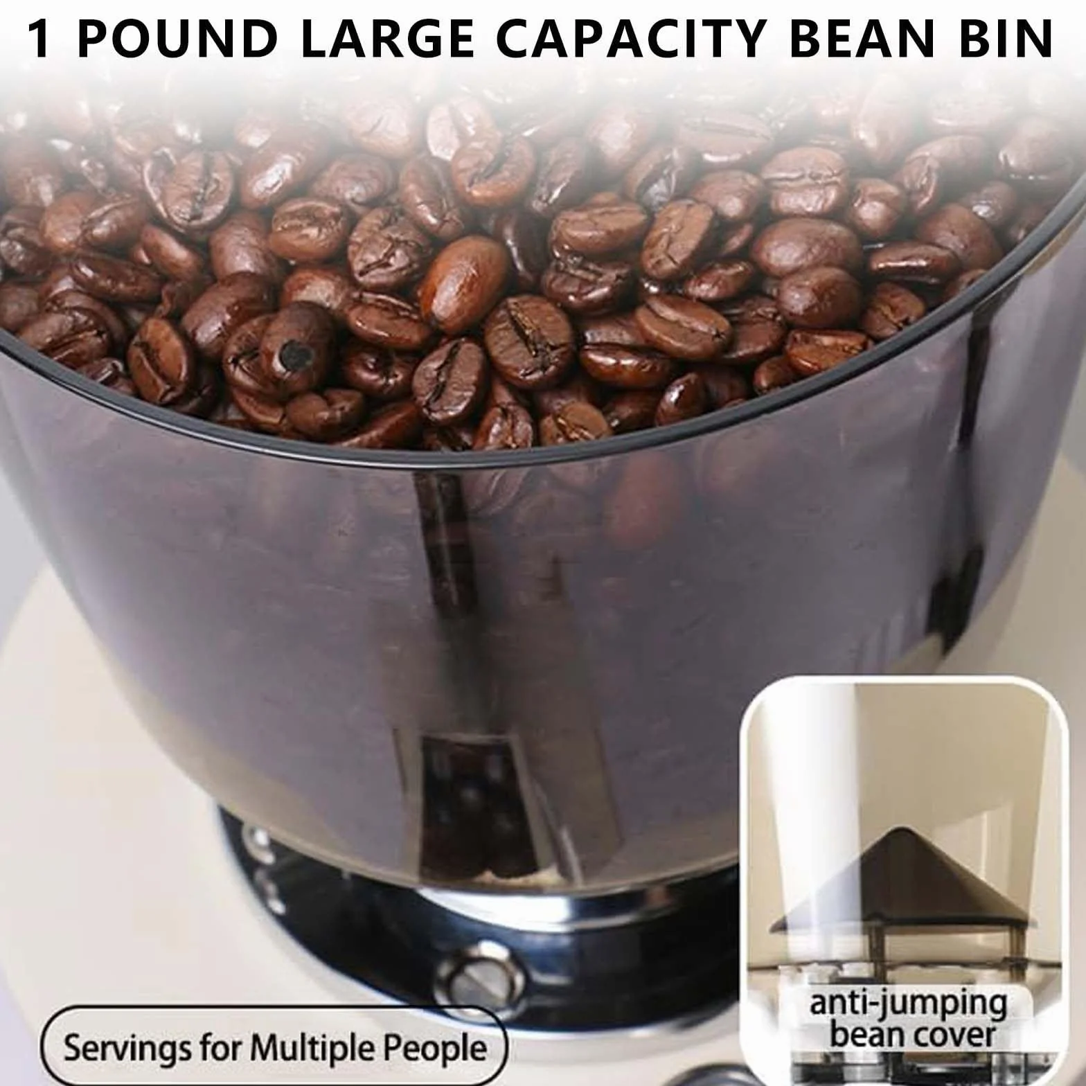 Molino De Café De Muelas Planas De 64 Mm, Dos Modos De DosificacióN, Capacidad De 453 G, Pantalla Digital Black