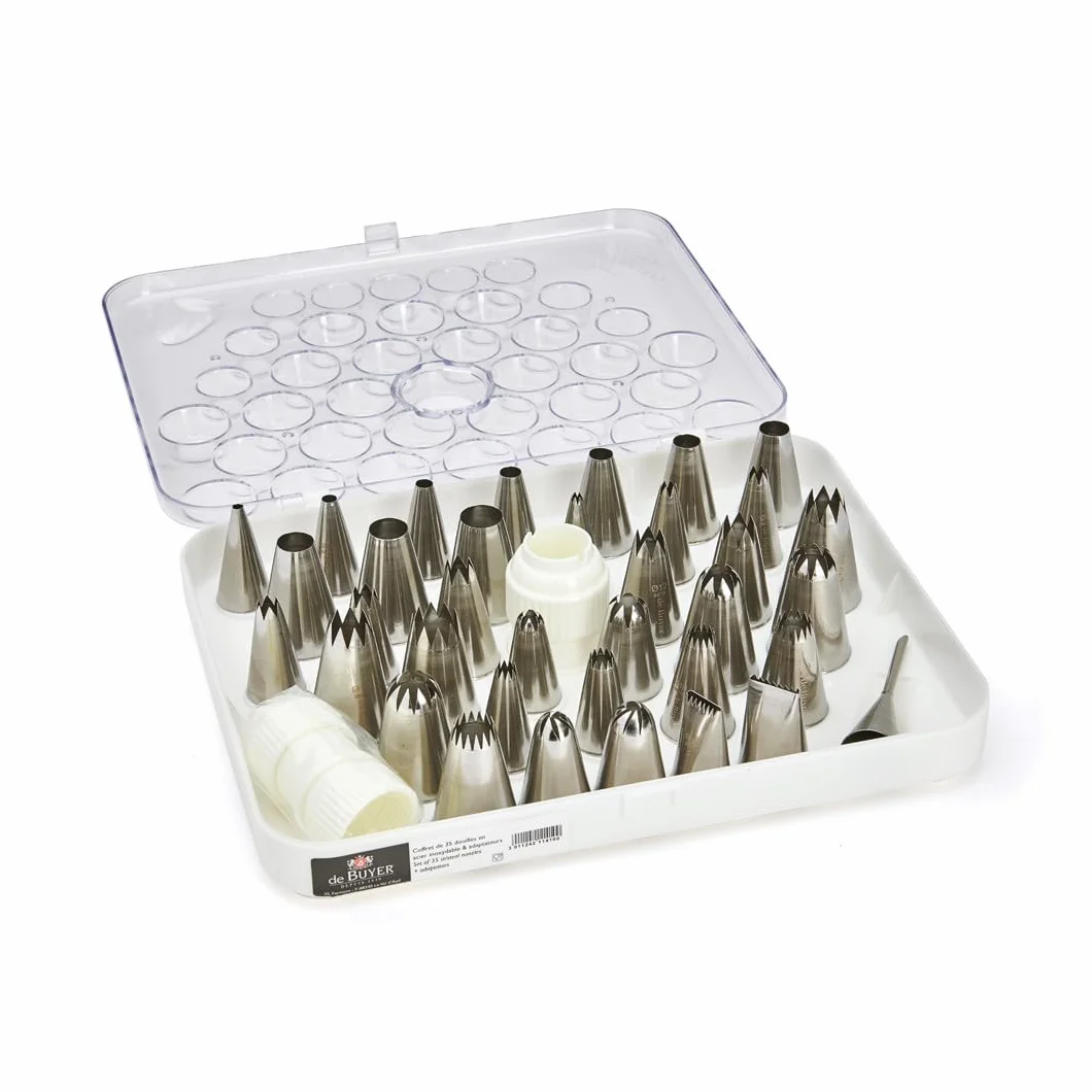 De Buyer, SURTIDO 35 BOQUILLAS INOX +ADAPTATOR,27,9 x 20,1 x 10,9 cm-2114.10