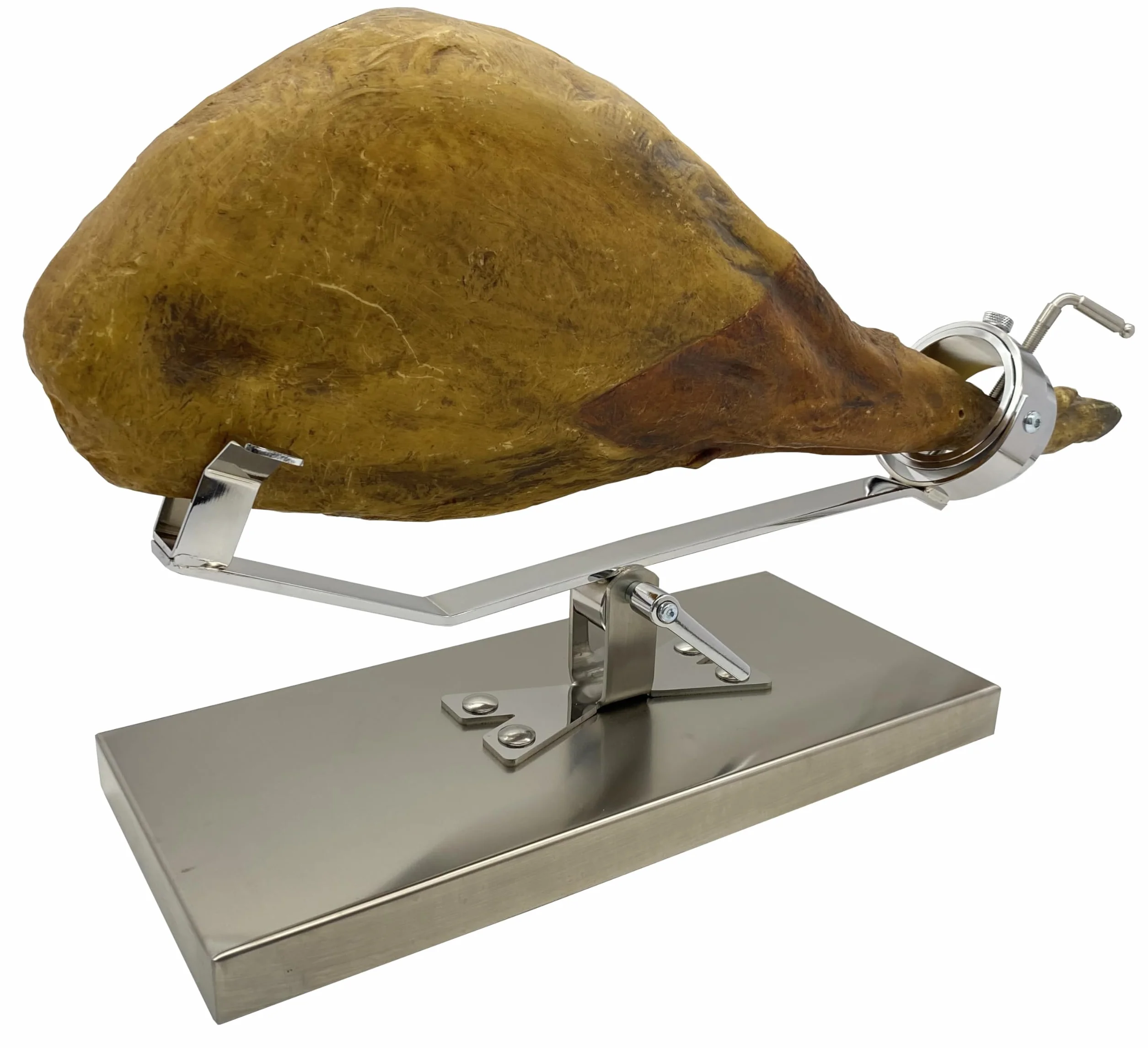 FERRETERIA LEPANTO Jamonero Inoxidable Basculante Giratorio, Jamonero con Base INOX, Soporte jamonero con Base Inoxidable para Jamones y Paletillas.