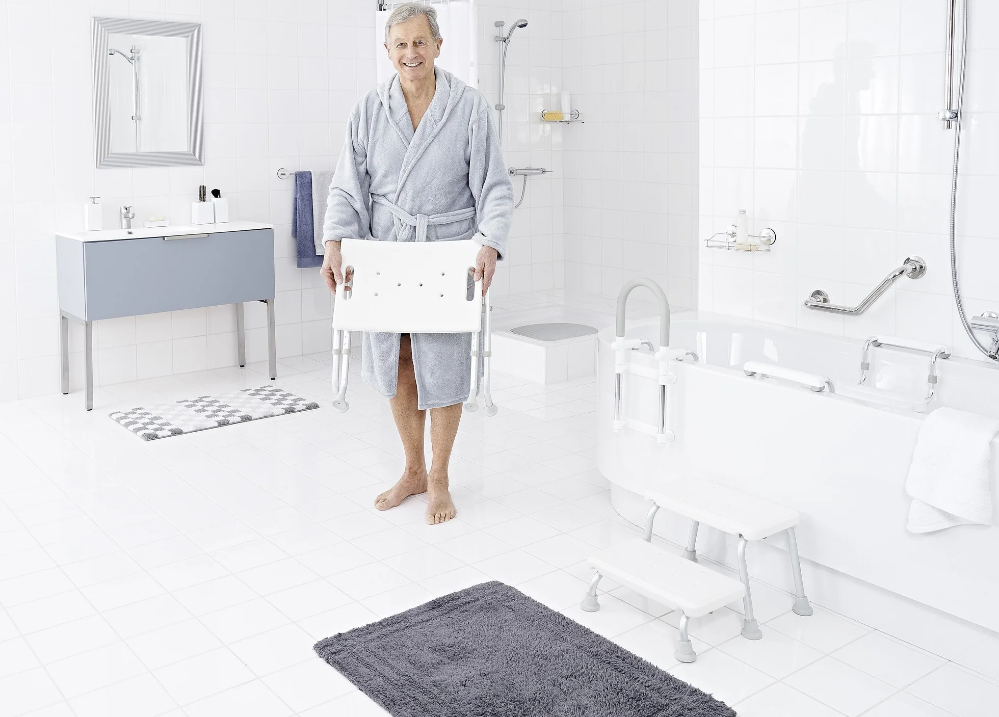 Ridder A0050301 - Taburete Plegable para el baño, Color Blanco