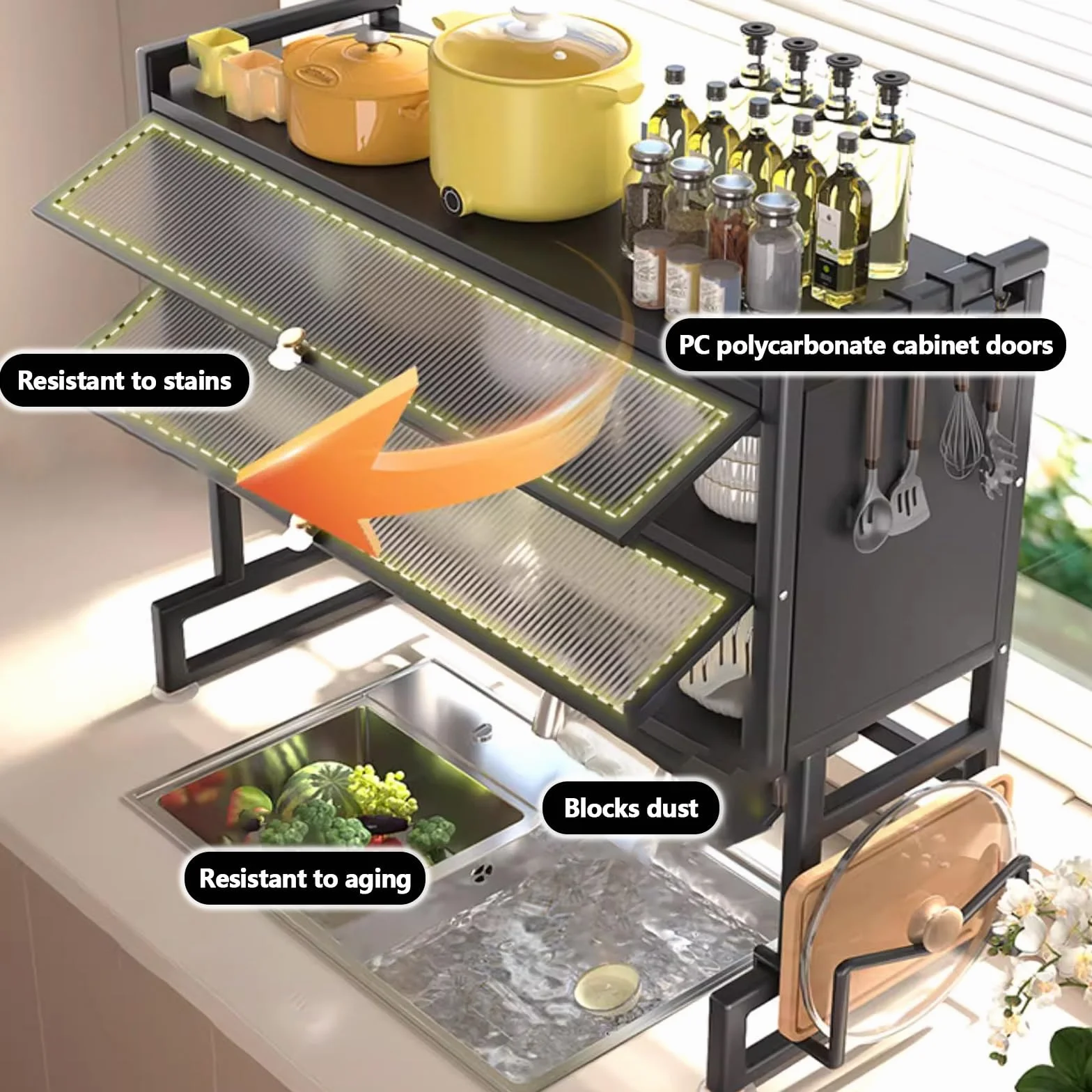 Doble capa Gran capacidad cocina escurreplatos, cocina encimera platos organizador, fregadero escurridor de platos, cubiertos escurreplatos para fregadero sobre.(95cm)