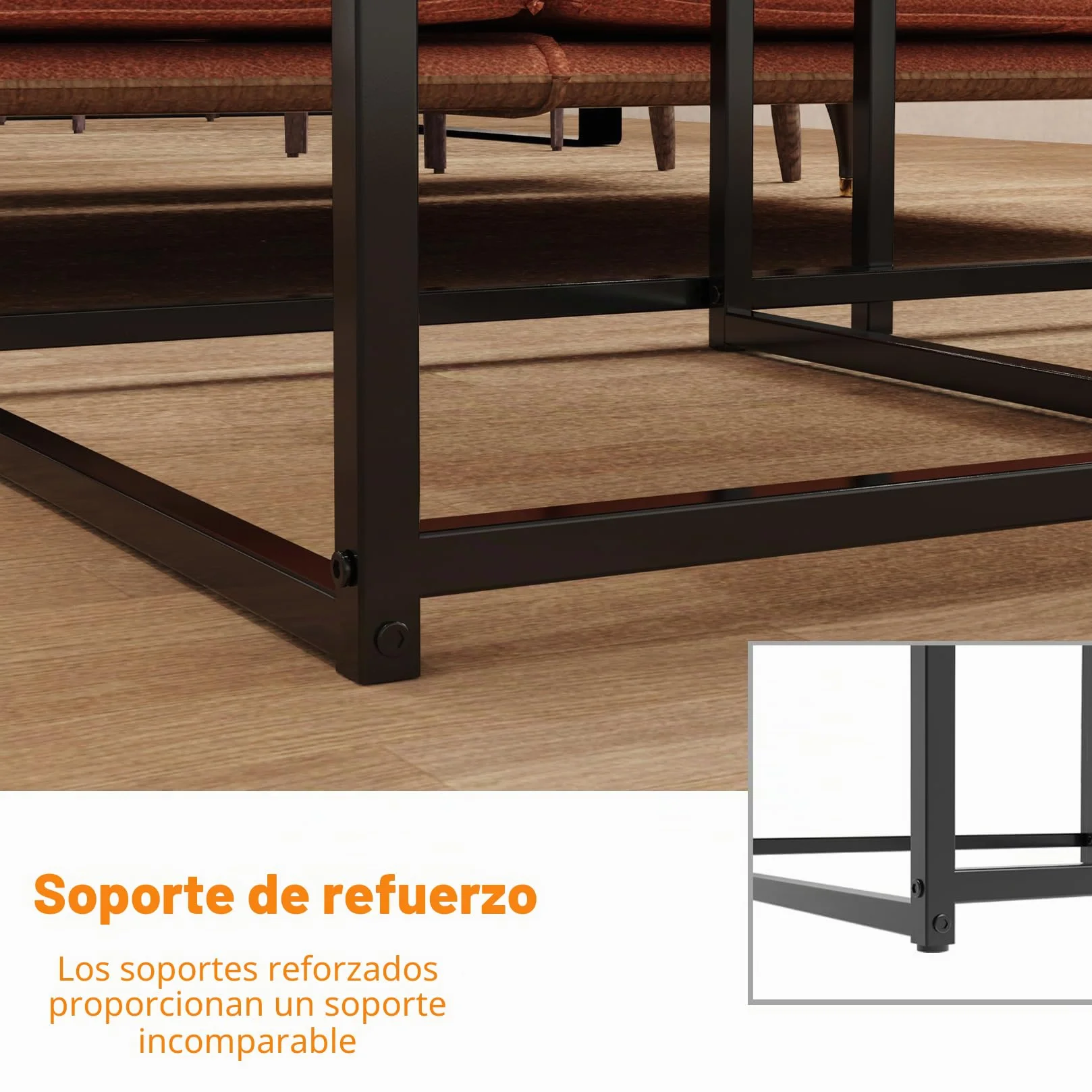 FATIVO Mesa Nido de Centro de Mármol: Mesa de Café Cuadrada Nórdica de Piedra Sinterizada y Metal para Salón Sofá Hogar Oficina, Antracita