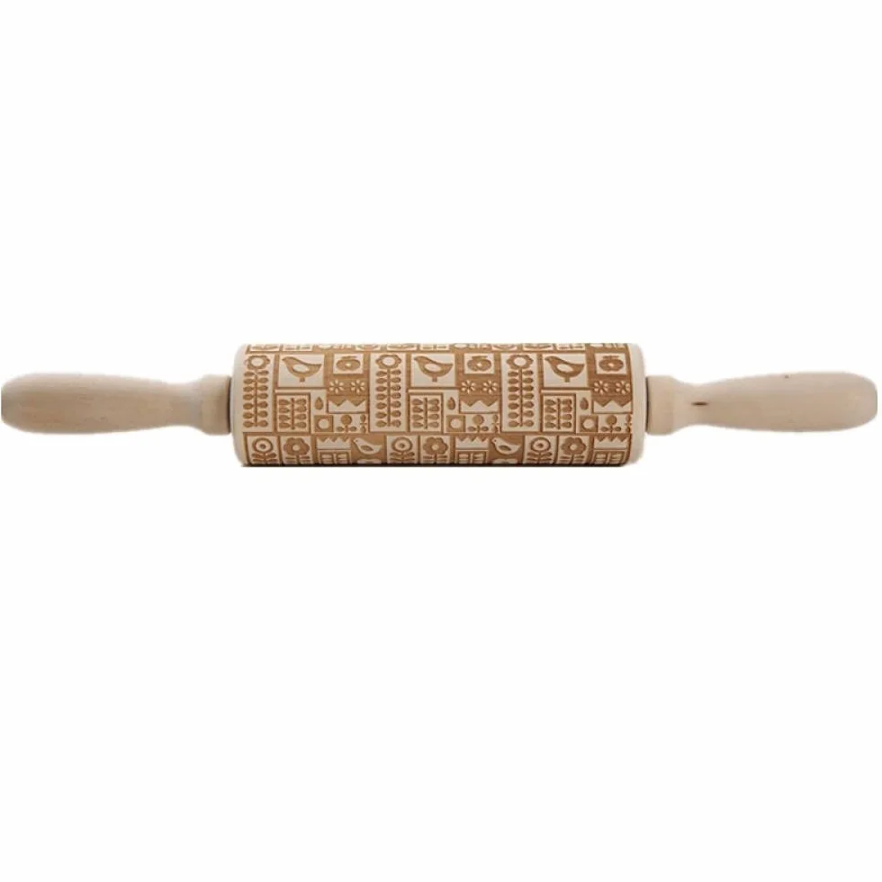 Rodillo para repujar， Rodillos de amasar Rodillo de madera Herramienta de cocina for hornear y grabar en relieve