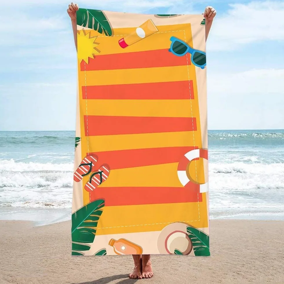 Toalla de playa de microfibra grande, toalla de baño suave de secado rápido para viajes, deportes, gimnasio, 70 x 150 cm, diseño floral negro y naranja