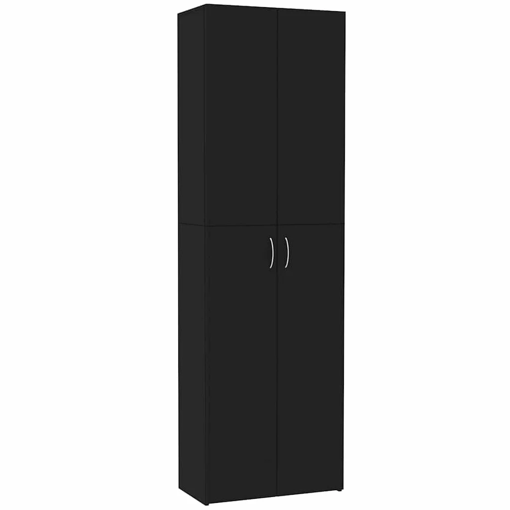 vidaXL Armario Oficina de Contrachapada Mobiliario Archivador Diseño Elegante Estilo Minimalista Clasificación Organizada Archivos Negro 60x32x190cm
