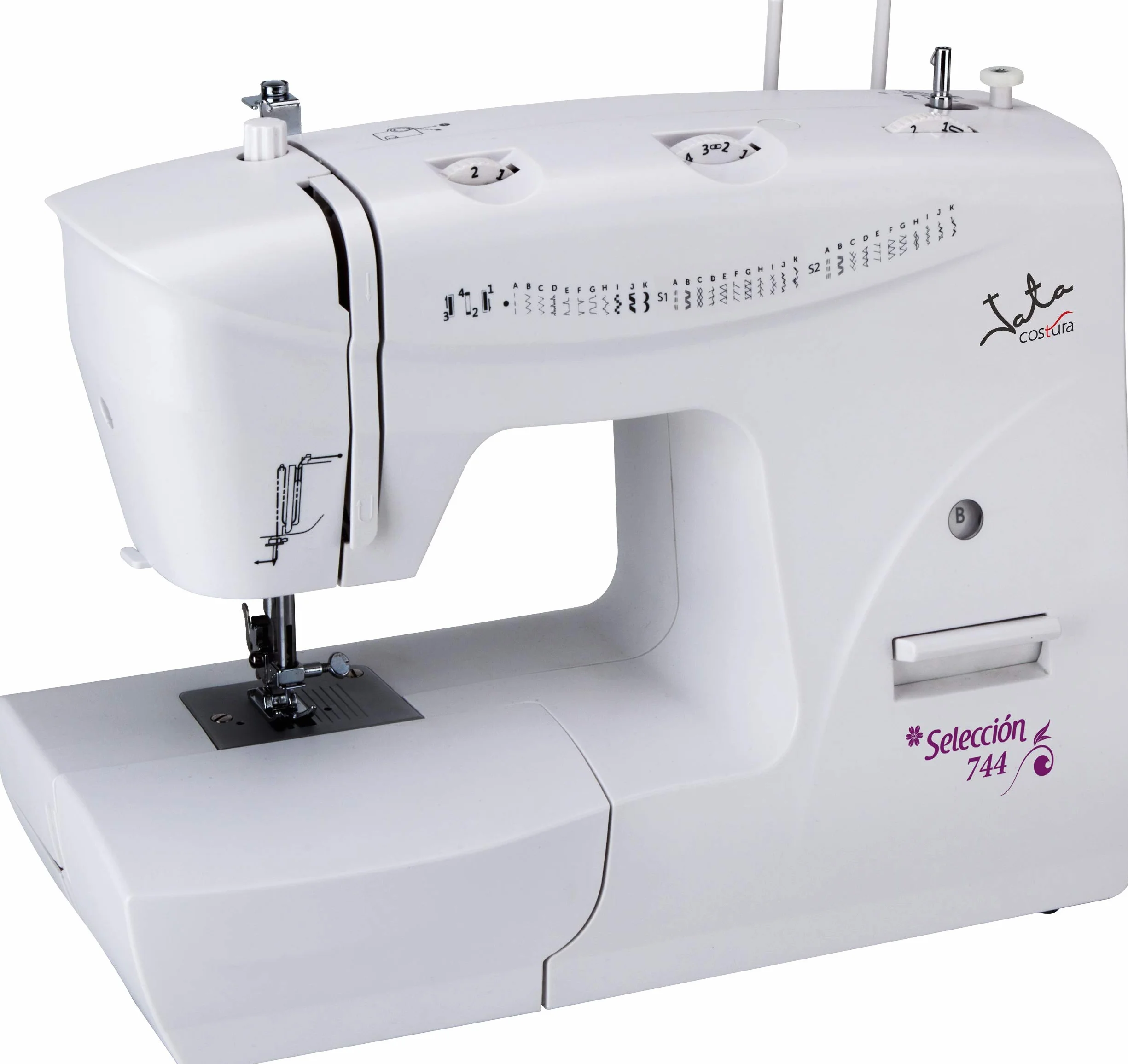 Jata MC744 Máquina de Coser con 33 Diseños de Puntada Pespunte y Zigzag Ojal en 4 Tiempos Con Pedal Electrónico para Control de Velocidad Juego Completo de Accesorios