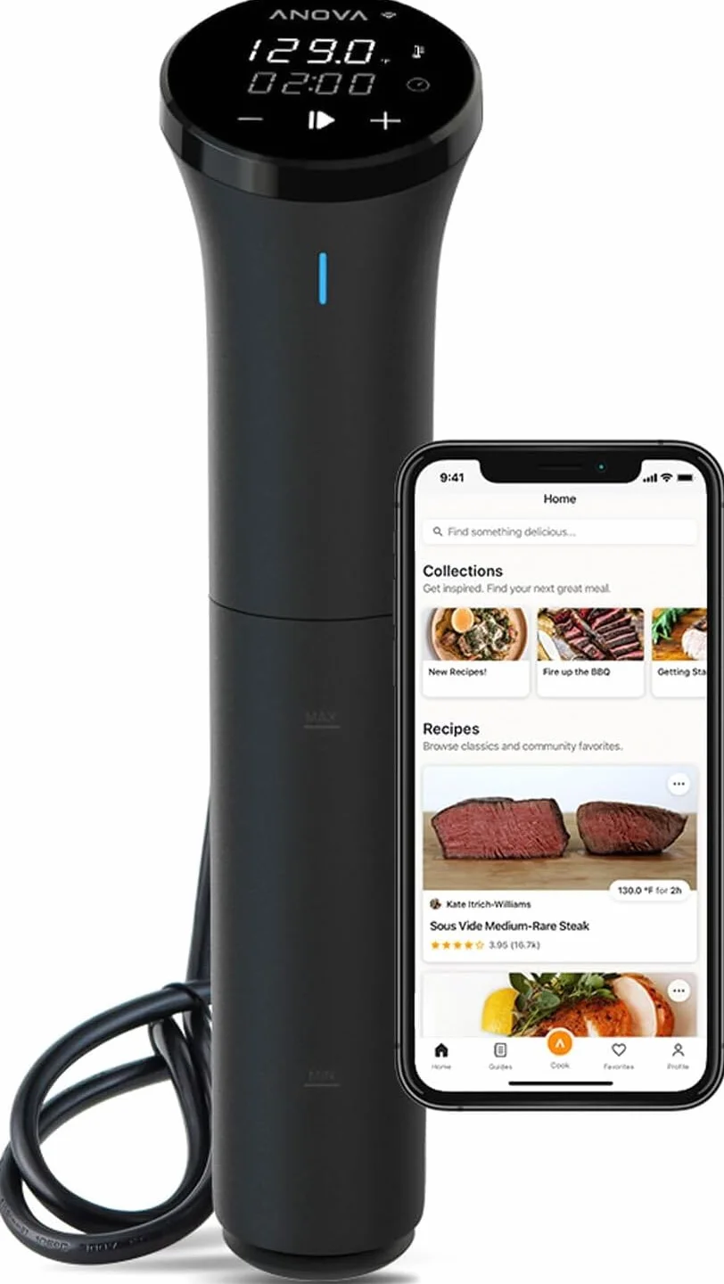 Anova Precision Cooker Nano 3.0 [AN425-EU00] WiFi, Enchufe tipo C incluido para uso en la UE, Wifi, Pequeño, Negro