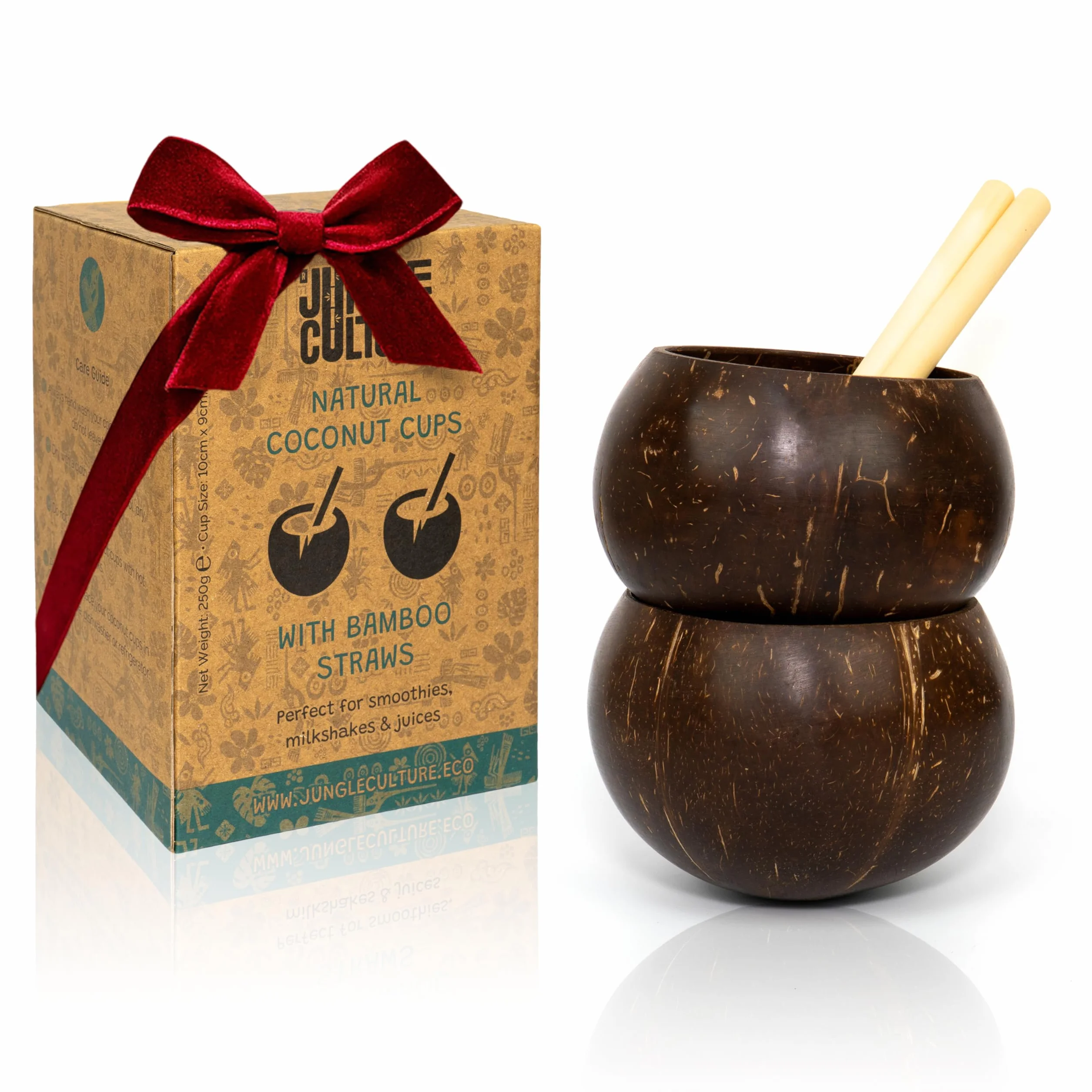 Jungle Culture® Copas de concha de coco real para cócteles y batidos • Tazones de coco pequeños con pajitas de bambú • Tazas de madera natural • Tazas de cero desperdicios • Vasos beber para fiesta
