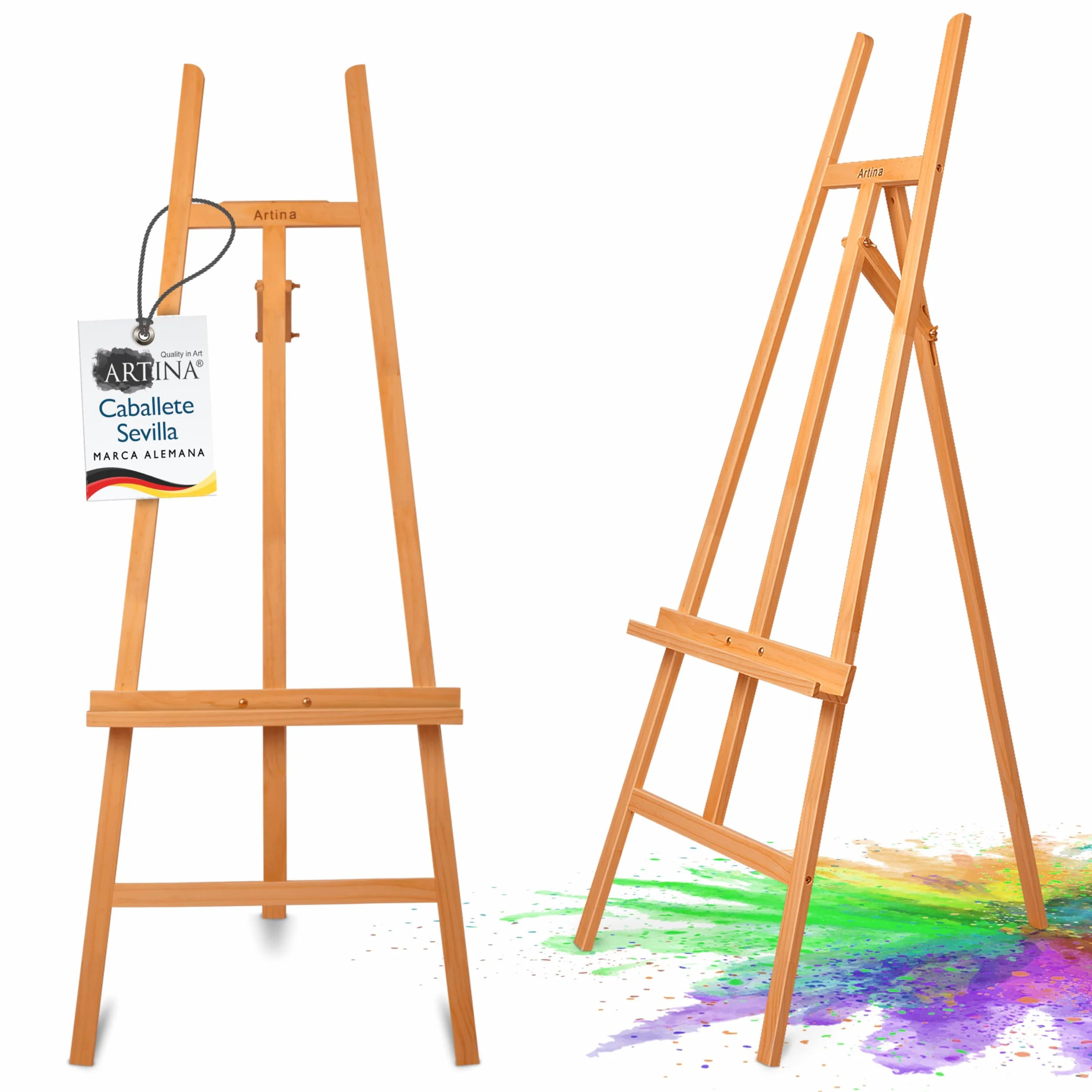 Artina Caballete de Pintura madera de haya maciza para lienzos hasta 120cm | para todas las técnicas y artistas plegable bastidor suelo atril Sevilla