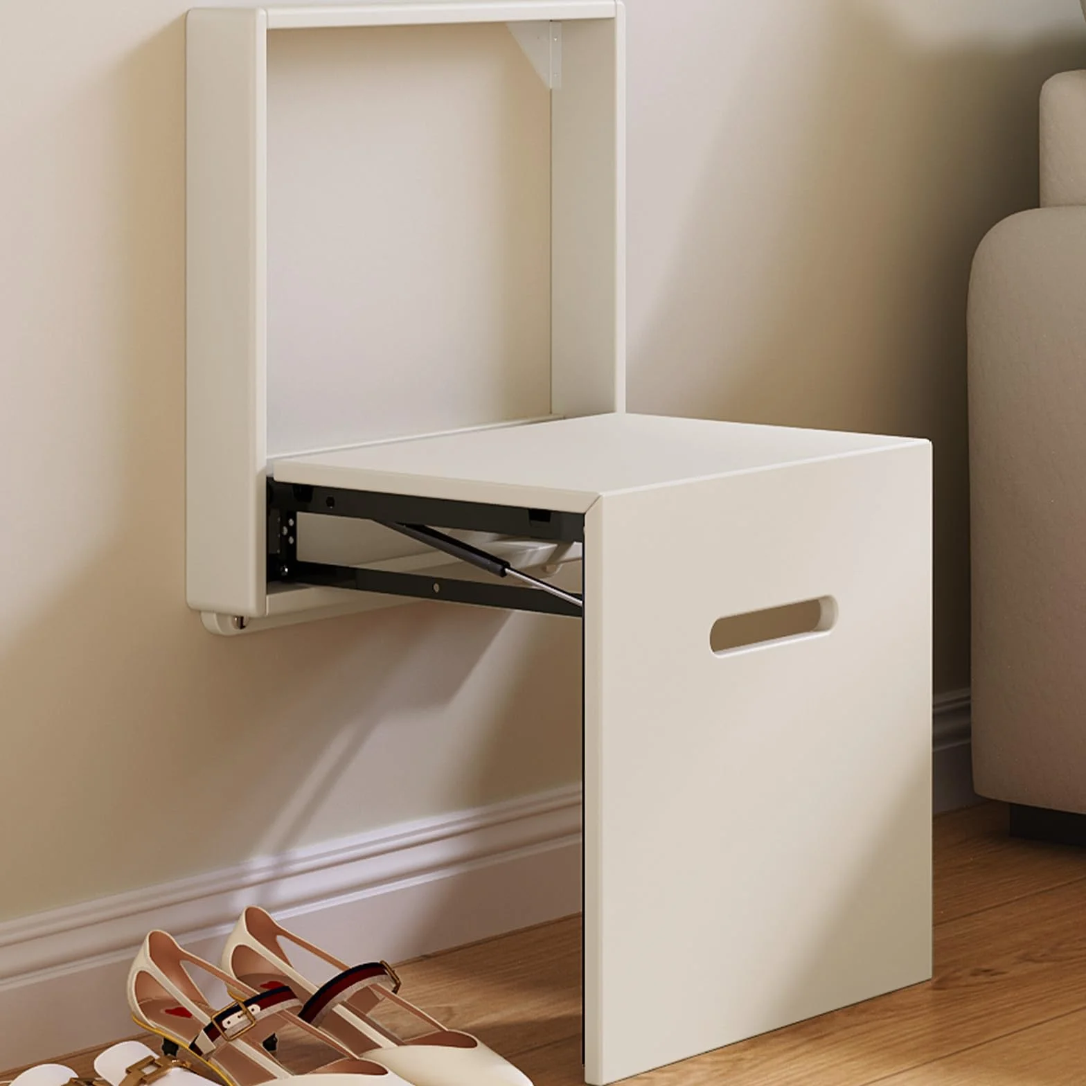 Miuuod Silla Plegable montada en la Pared de Pulgadas de Ancho, Taburete para Cambiar Zapatos, reposapiés para Puerta, Taburete Plegable para Colgar balcón, taburetes de Pared Ocultos Que