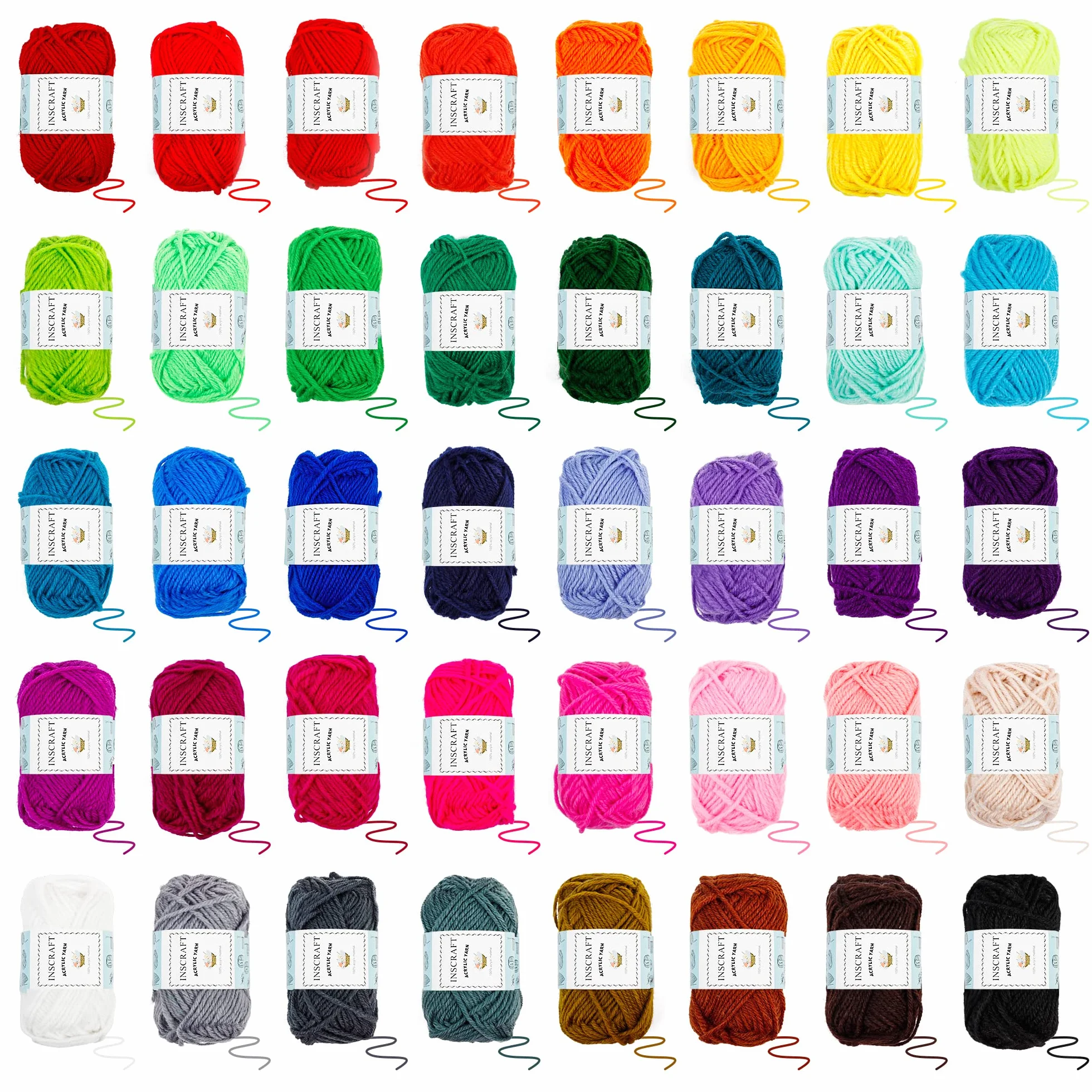 INSCRAFT Hilado de 40 colores con kit de gancho de ganchillo