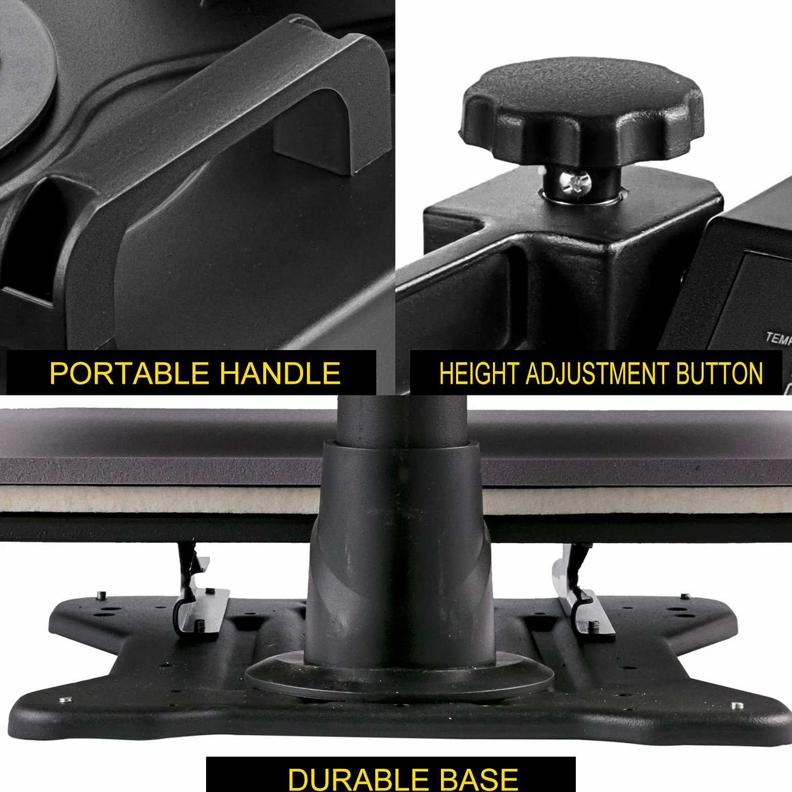 VEVOR 5 en 1 Prensa de Calor, Máquina de Transferencia de Calor Multifuncional de 38 x 30 cm, Máquina de Impresión de Calor Giratoria para Tazas Camisetas con Pantalla LED Digital Negro