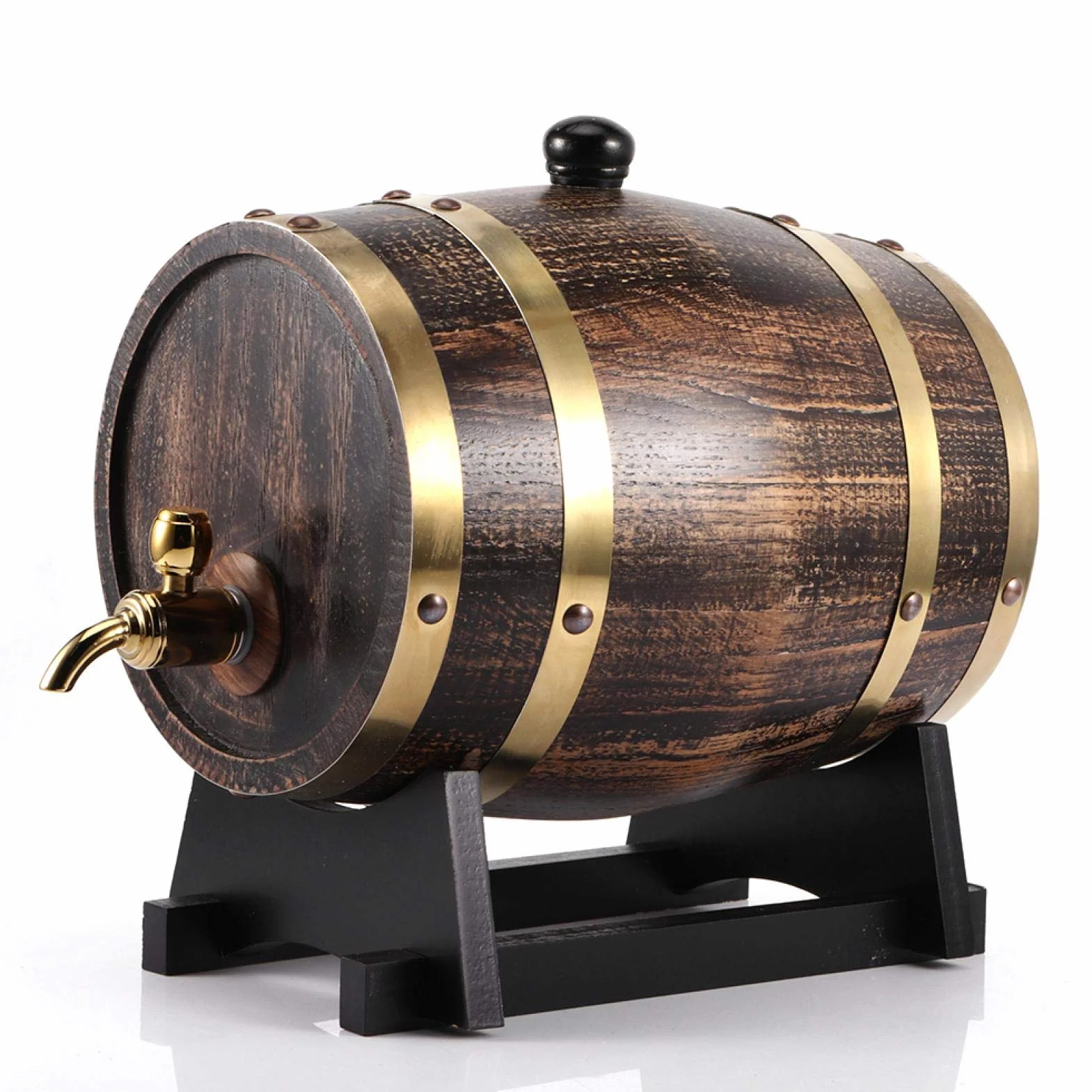 ciciglow Barril de Vino, 3L Estilo Retro Madera de Roble 3L Barril de Vino de Madera para Vino Brandy Whisky Barril de Barril