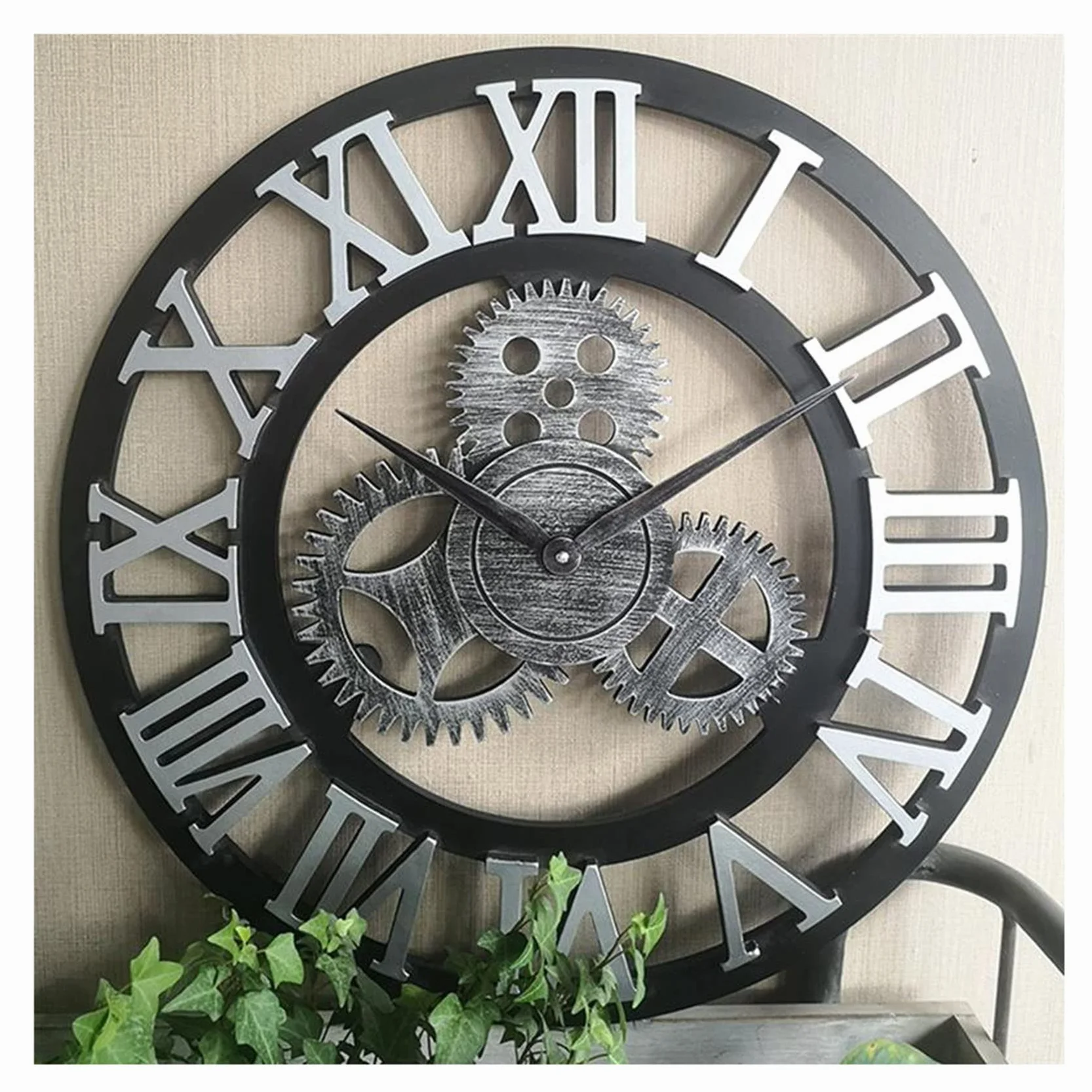 ZXCVB Reloj de Pared Grande de Engranaje Industrial, Reloj de Pared MDL Vintage 3D, decoración de habitación de Estilo de Edad Industrial, decoración de Arte de Pared