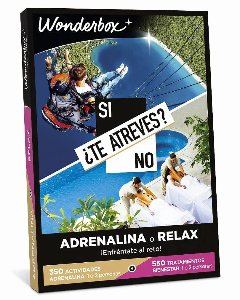 WONDERBOX - Caja Regalo - ¿Te Atreves? Adrenalina o Relax - para 1 o 2 | 1 actividad de adrenalina o 1 tratamiento - Más de 900 experiencias - 350 actividades de adrenalina o 550 de bienestar