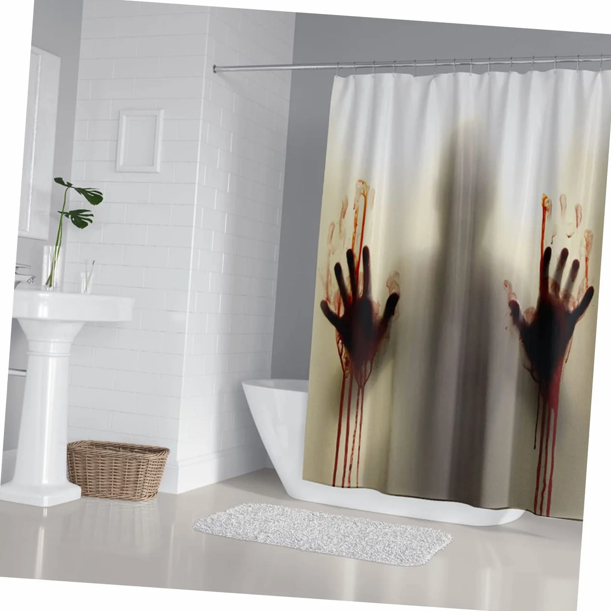 ABOOFAN 12piezas Cortina De Baño Decorativa Impresión De Halloween Ganchos para Baño Moderno y Elegante