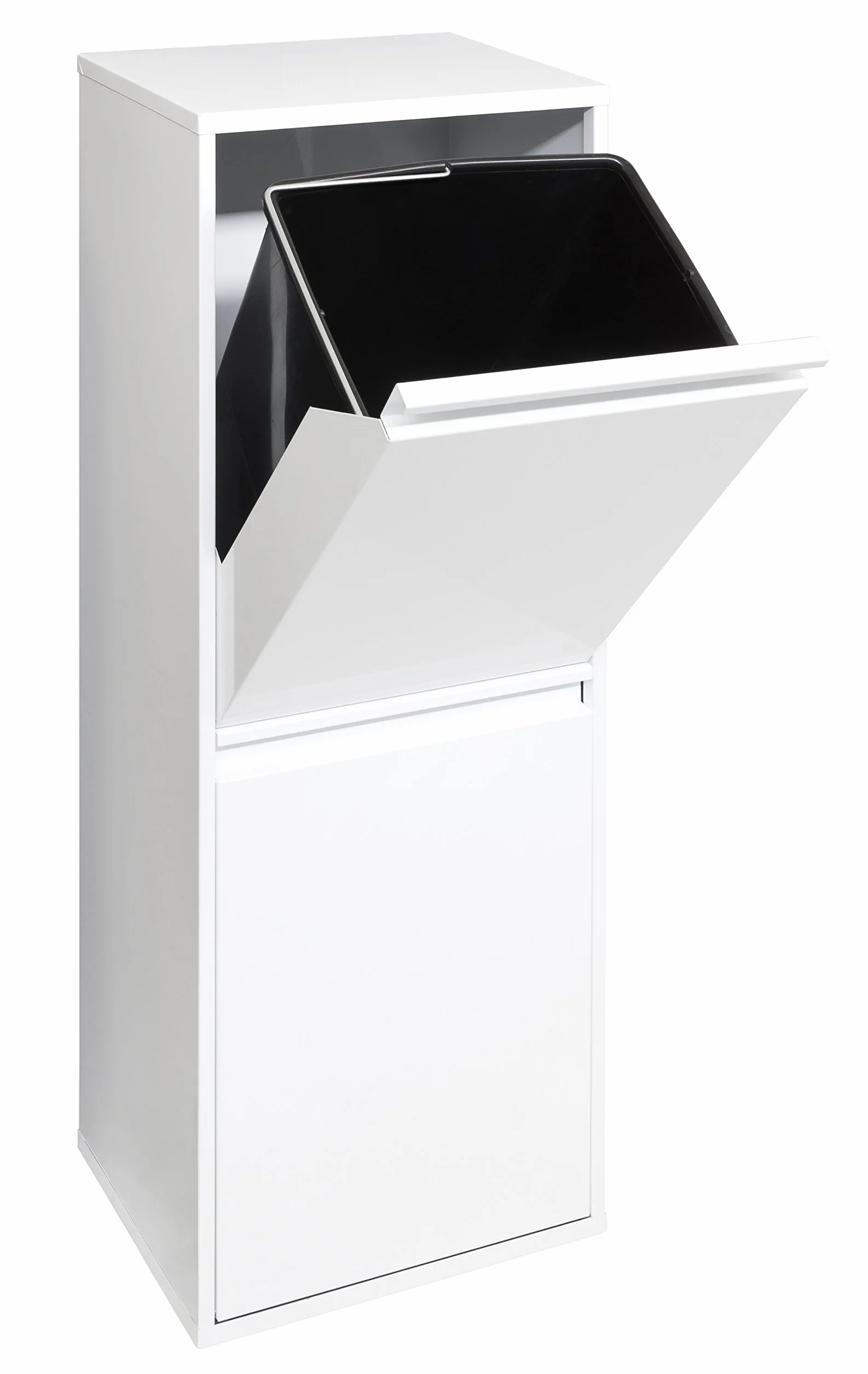 Arregui Basic CR201-B Cubo de Basura y Reciclaje de Acero de 2 Compartimentos | 2x17 L (34 L) | Cubos de Basura de Cocina | Contenedores de Reciclaje para Casa u Oficina | blanco