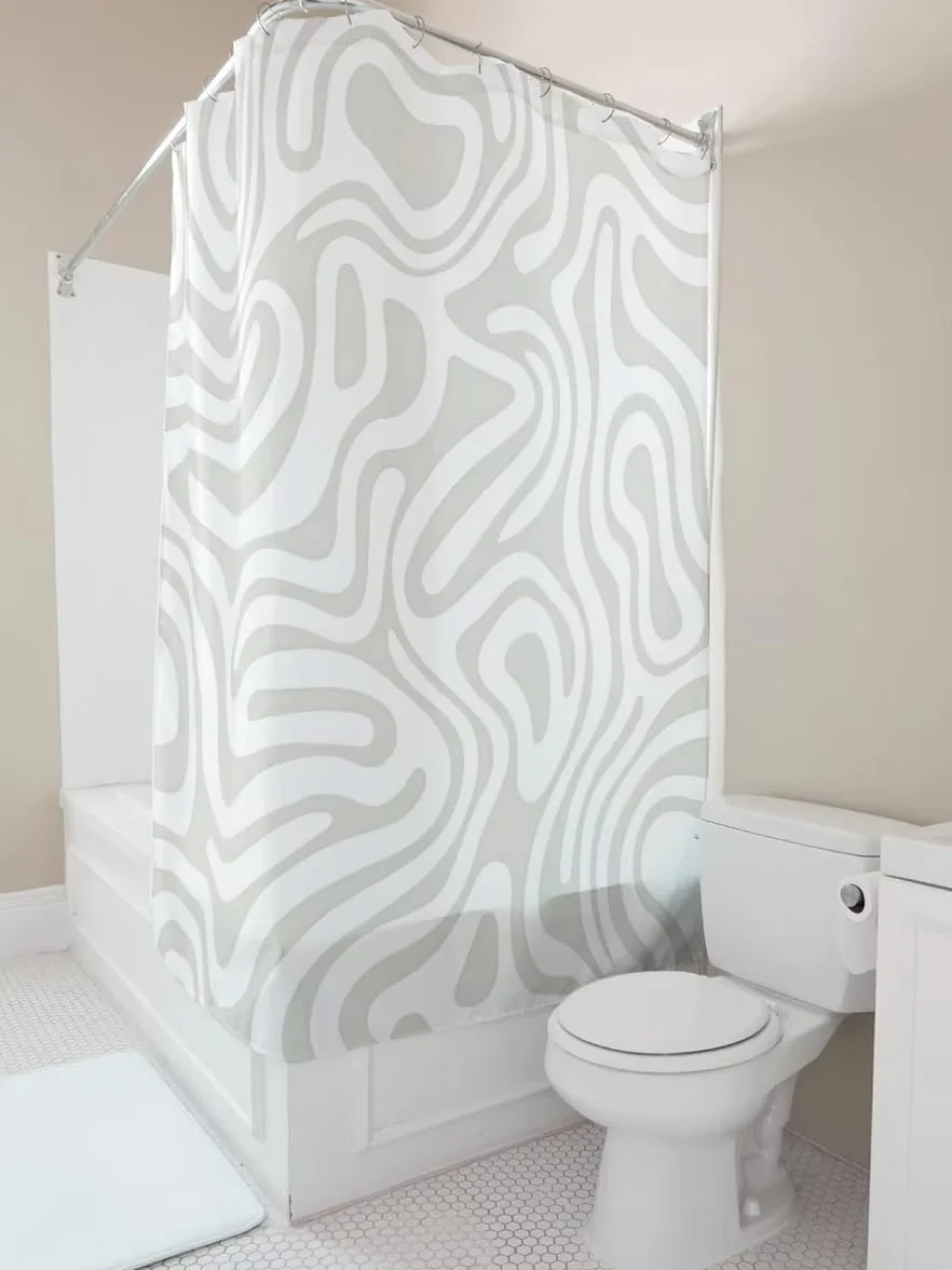 Cortina de ducha impermeable, 133 x 220 cm, tela resistente al moho, accesorio elegante para el hogar, perfecto para baños modernos, color blanco