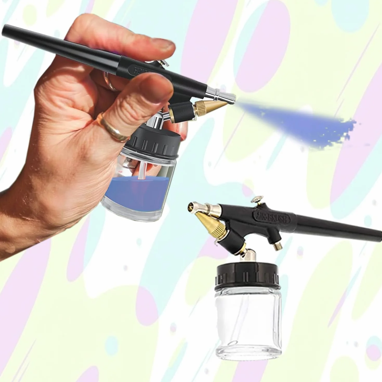 ABEST Kit completo de aerógrafo con compresor Sistema de aerografía multiusos con 2 aerógrafos para hobby, manualidades, modelos, decoración de tartas, maquillaje y manicura