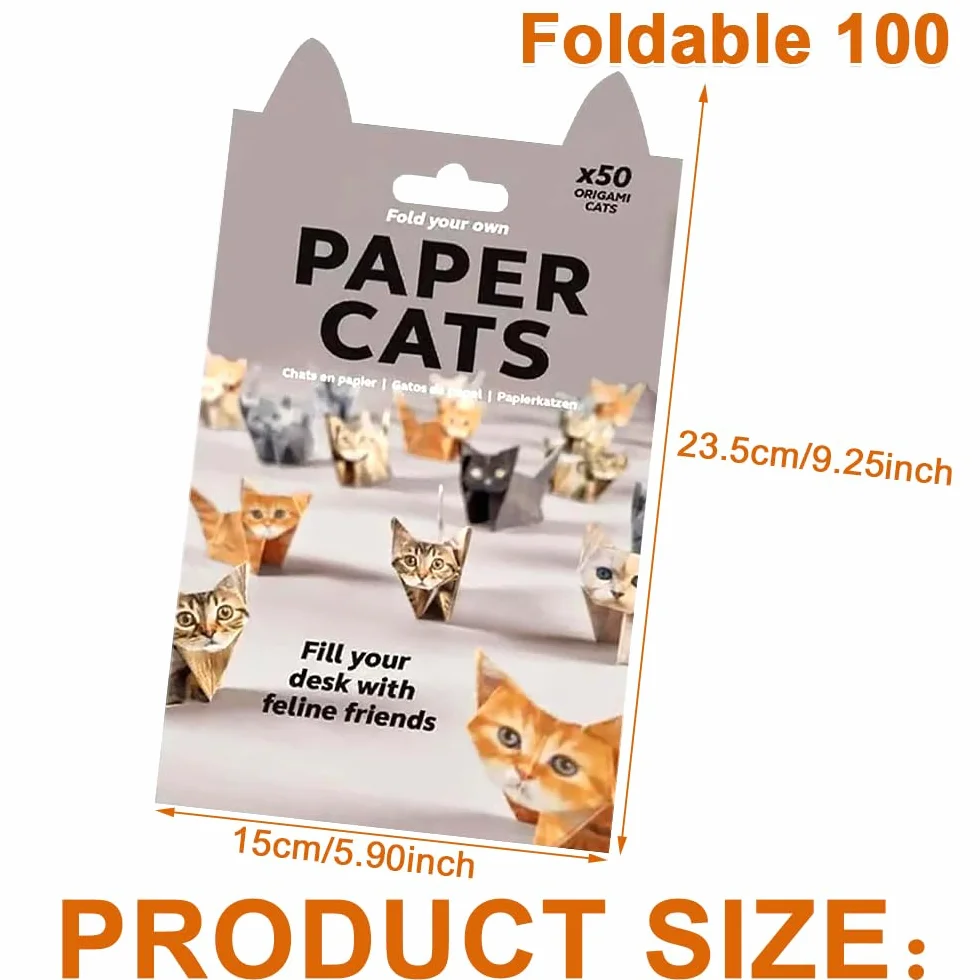 Origami Gatos Kit 100 Hojas Papel DIY Manualidades Animales Decoración Escritorio