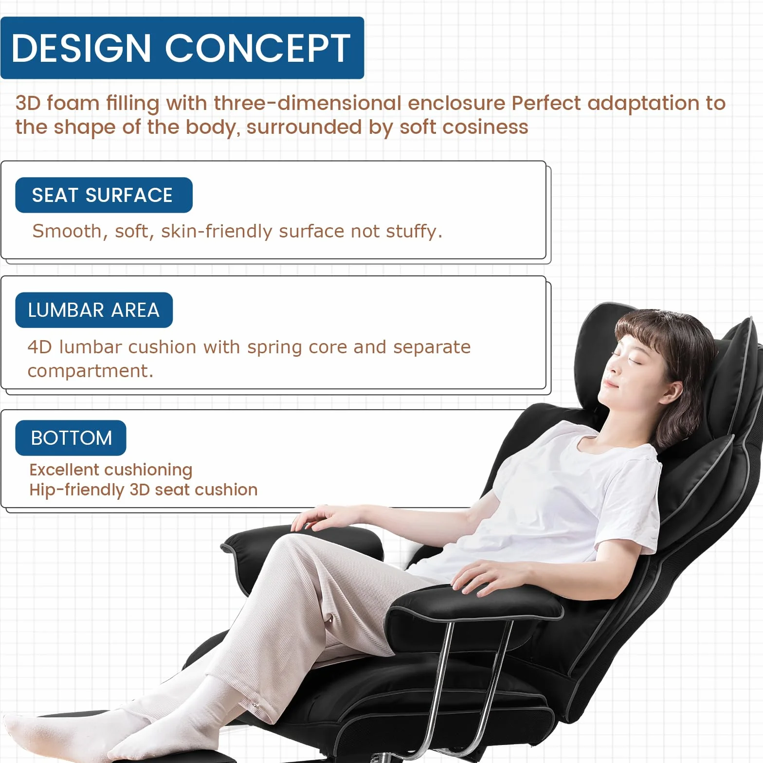 GTPLAYER Silla Gaming Silla Gamer Ergonómicas Reclinables con Reposapiés Silla Ordenador Altura Regulable Rotación de 360 Silla Oficina para Trabajar Negro