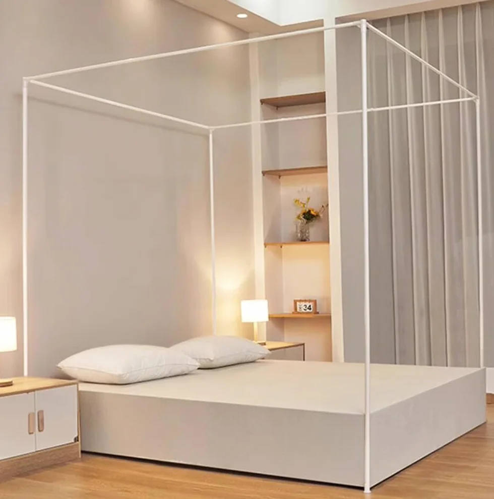 Cortinas con dosel de princesa para niñas, mosquitera, accesorios de decoración de dormitorio (arcoíris, King, 1 toldo de cama + marco de toldo)