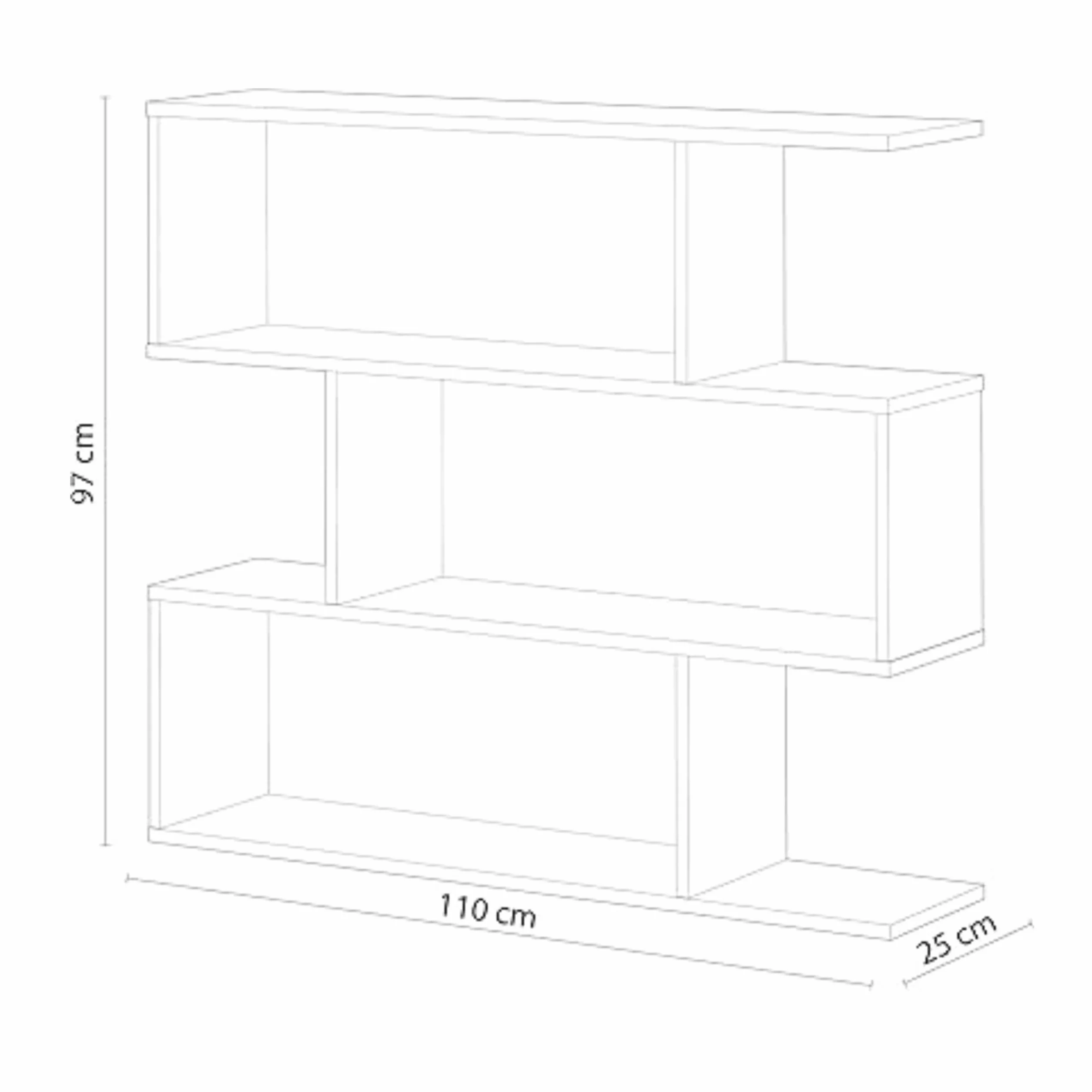Habitdesign Estantería Librería Bolonia Color Roble 6 Huecos, Para Salón, Comedor O Despacho, 110 cm (ancho) 25 cm (profundo) 97 cm (altura)