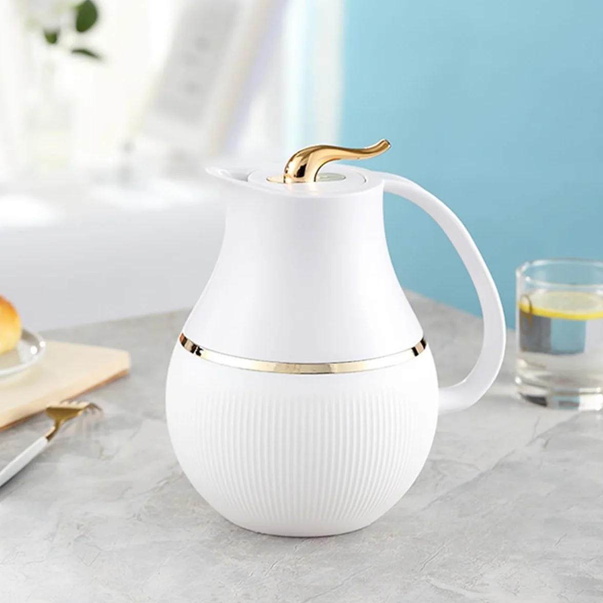 Jarra Térmica 1 Litro Hervidores Al Vacío Aislados Jarras De Café Termo De Vacío Para Mantener El Líquido Caliente Y Frío, Mantiene Caliente 24 Horas(/White)