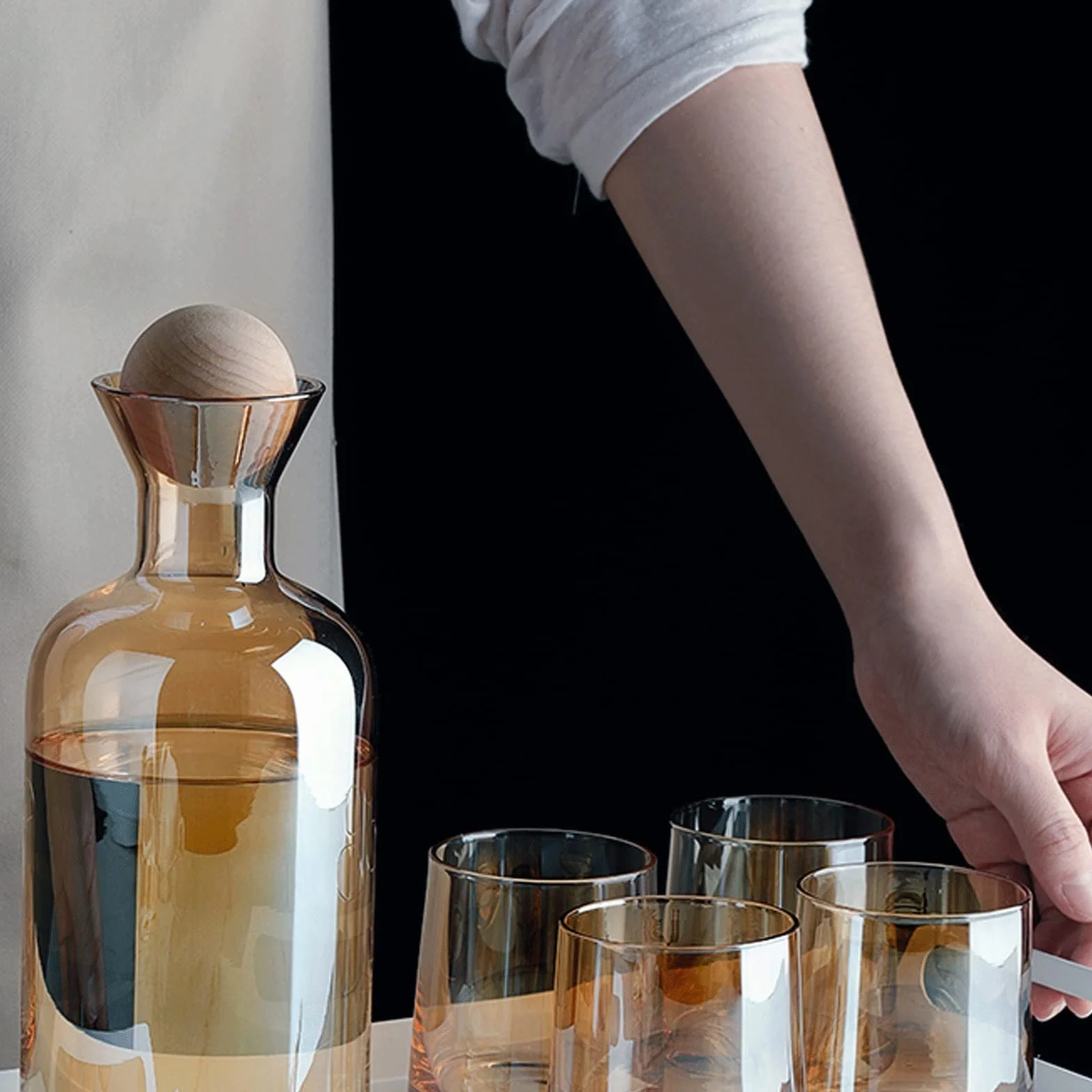 Vaso para Beber Conjunto de Taza de Vidrio de Colores de 6 ooz Jugo Leche té Desayuno Bebida Bebida Whisky cristalería hogar Libre de Plomo Juego Vasos de Cristal(A)