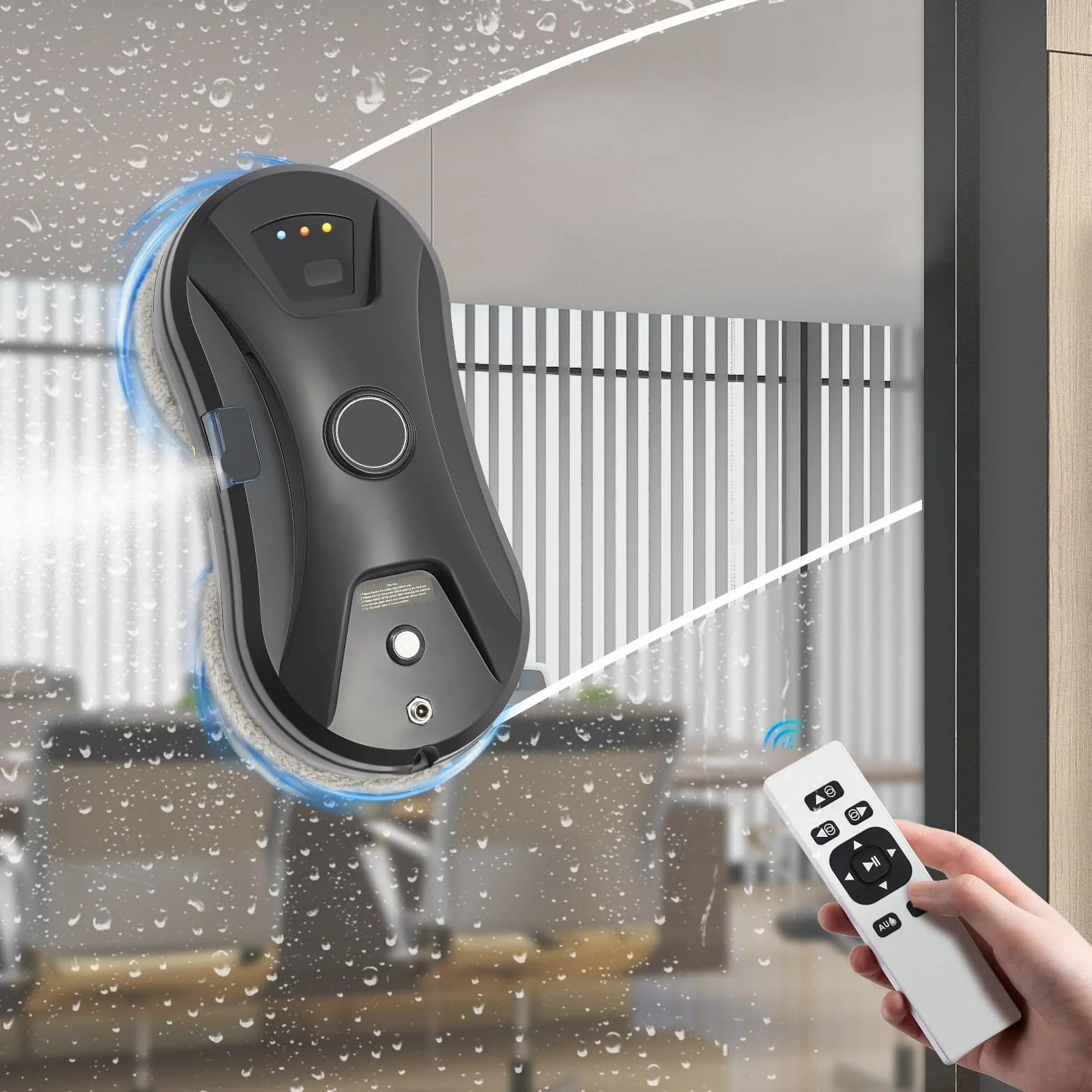 Limpiador de ventanas eléctrico 2800Pa fuerza de succión con mando a distancia para cristales de ventanas, espejos, azulejos, cuerda de seguridad y corriente de emergencia