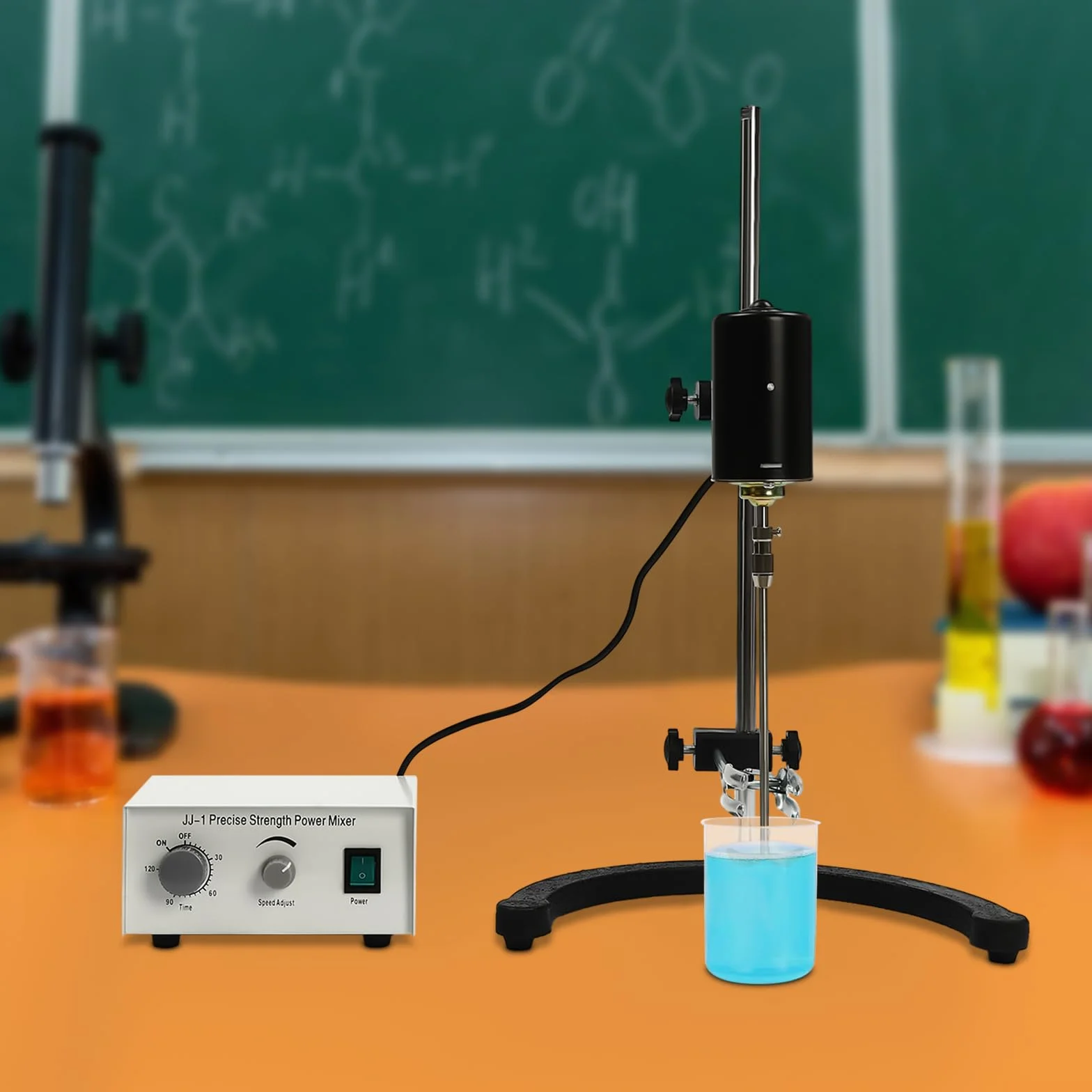 Agitador eléctrico de 100 W, Mezclador montado en la parte superior, Agitador mecánico automático de alta capacidad, Adecuado para experimentos en biología, cosméticos, suplementos dietéticos