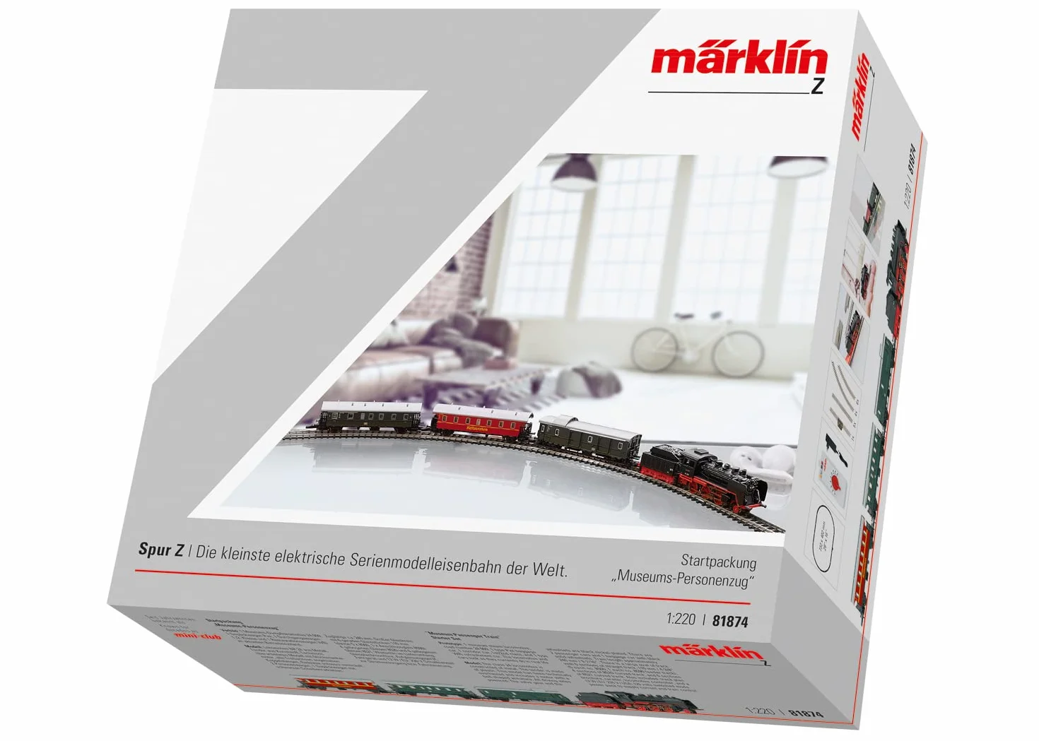 Märklin Modelleisenbahn 81874 - Tren de pasajeros para Museo con Locomotora de Vapor BR 24 – Locomotora Pista Z, 24 cm de Metal con Soporte de plástico, a Partir de 15 años
