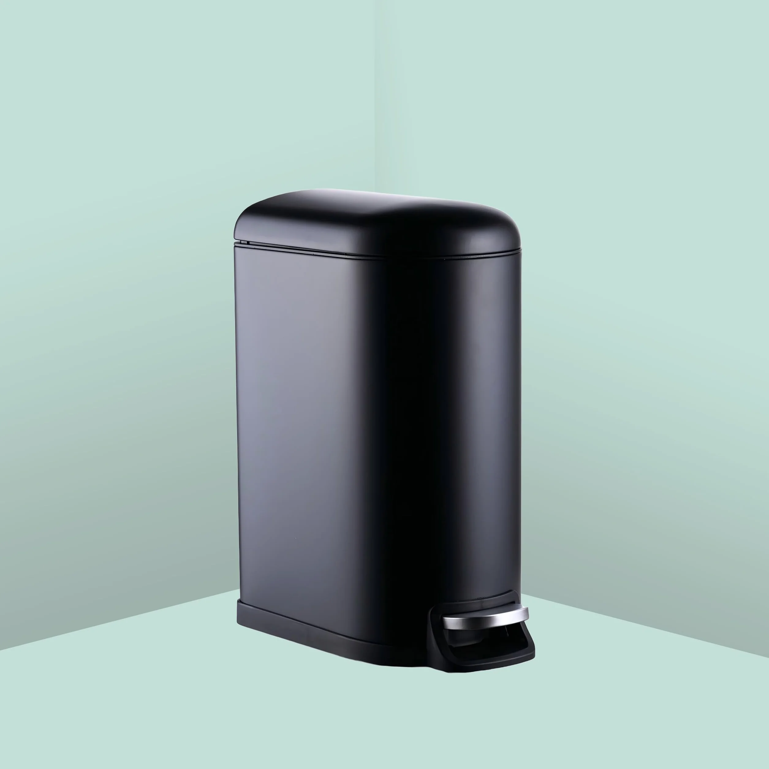 Relaxdays Cubo de Basura 10L Cierre Suave Interior Extraíble Tapa Negro 39x18.5x31.5 cm