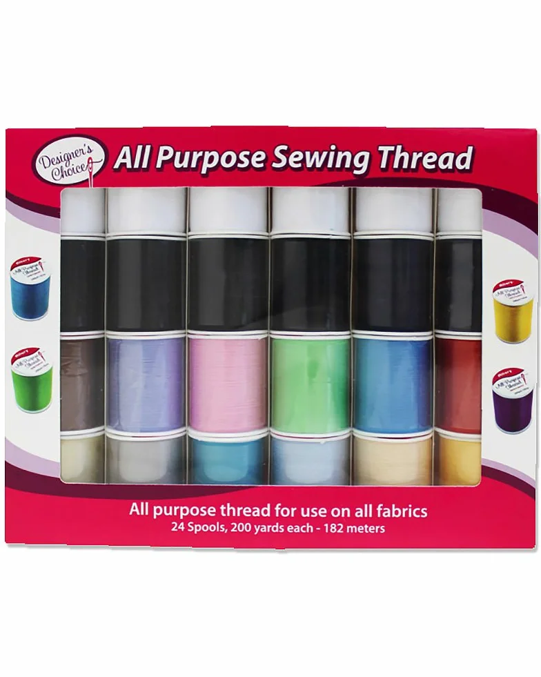 Allary 4857-gb diseñadores elección multiusos poliéster hilo de coser carretes 200 yardas cada – Multicolor en caja – Multipack Bundles