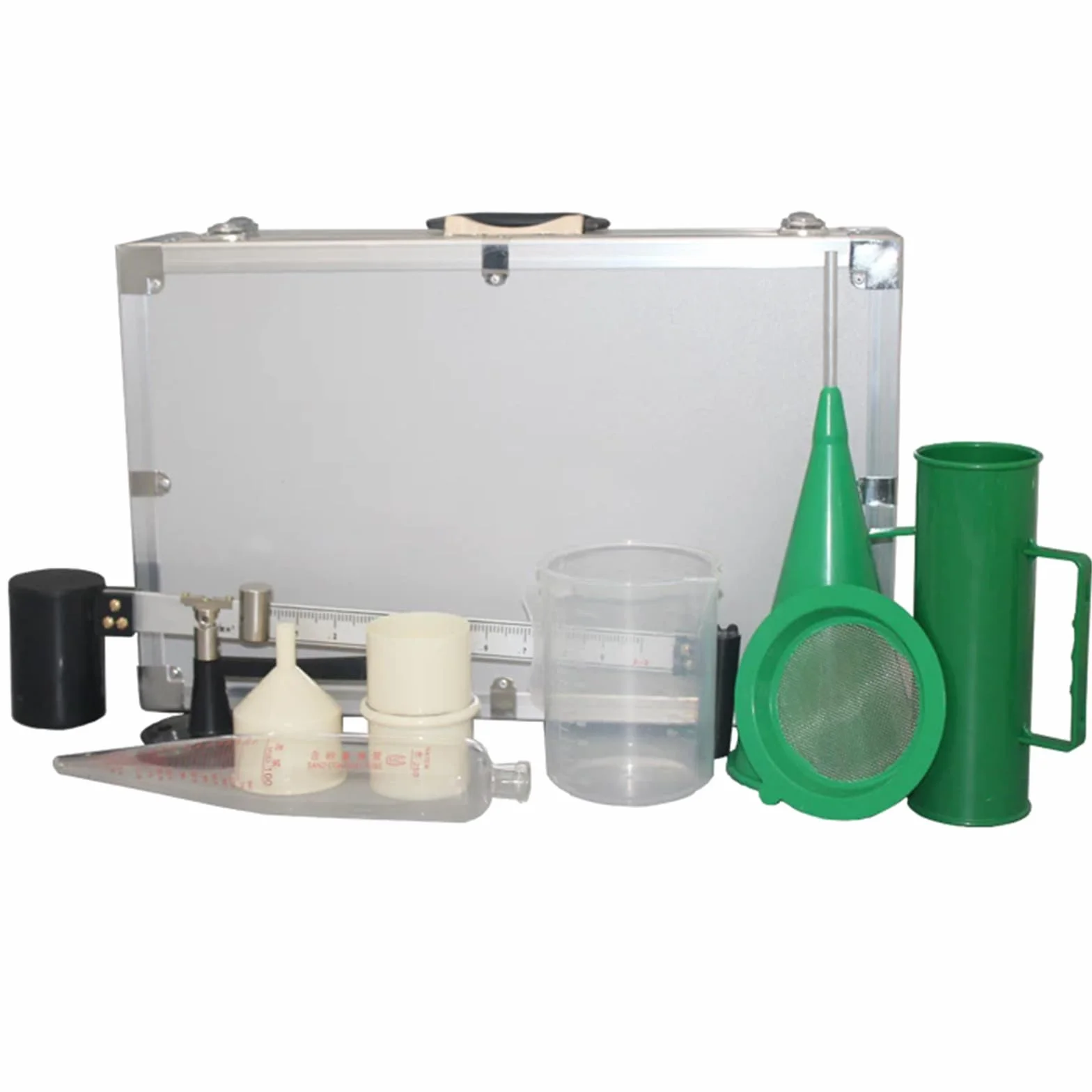 Kit de viscosímetro de lodo portátil, probador de lodo, kit de 3 piezas, hidrómetro, contenido de arena, viscosímetro, con caja de aluminio, reómetro preciso, para análisis de laboratorio