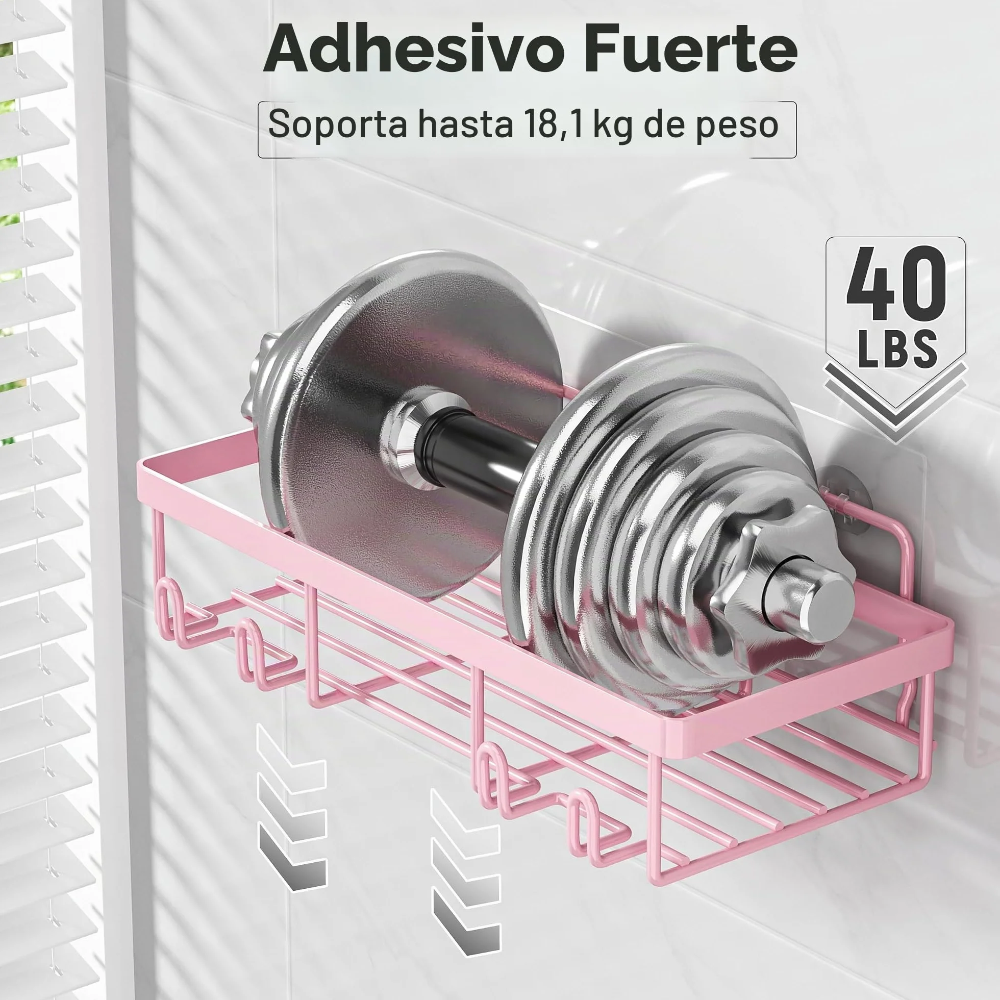 Liuoud Paquete de 5 estantes organizadores de ducha para regadera interior, cesta de almacenamiento adhesiva de pared de baño de acero inoxidable, soporte de champú de acero inoxidable, juego de