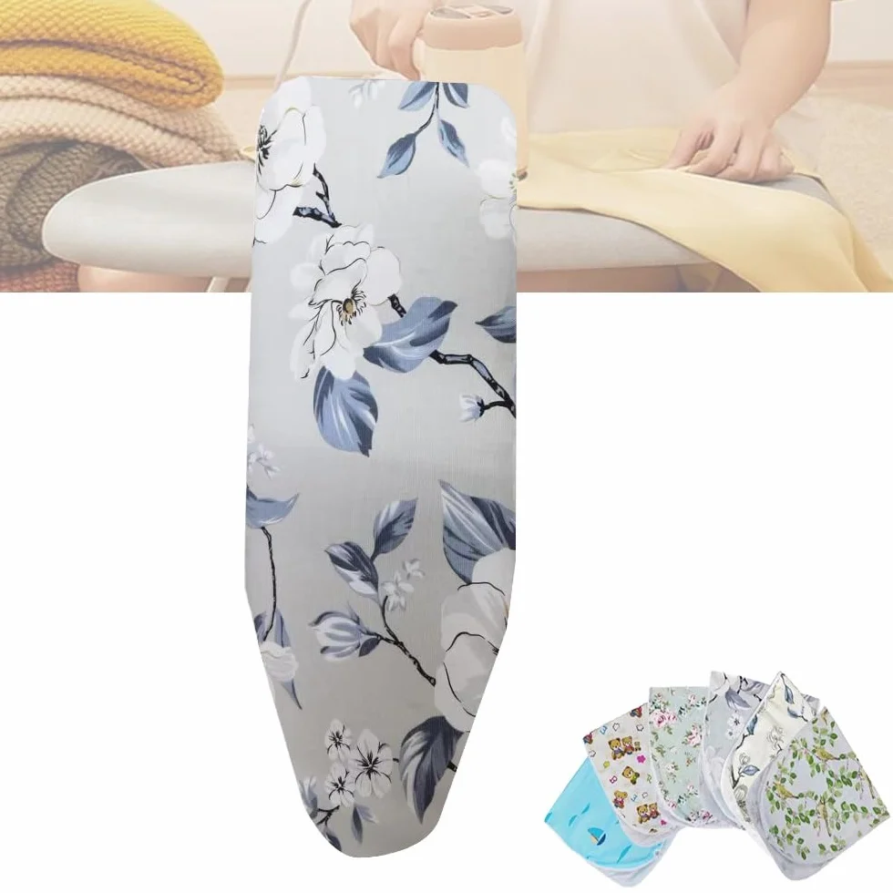 Cubre Tablas, Funda for Tabla de Planchar Resistente al Calor de 15 x 48 Pulgadas, Acolchado Grueso con elástico, Ajustable.(Flowerb,14x40 Inch(100x34cm))