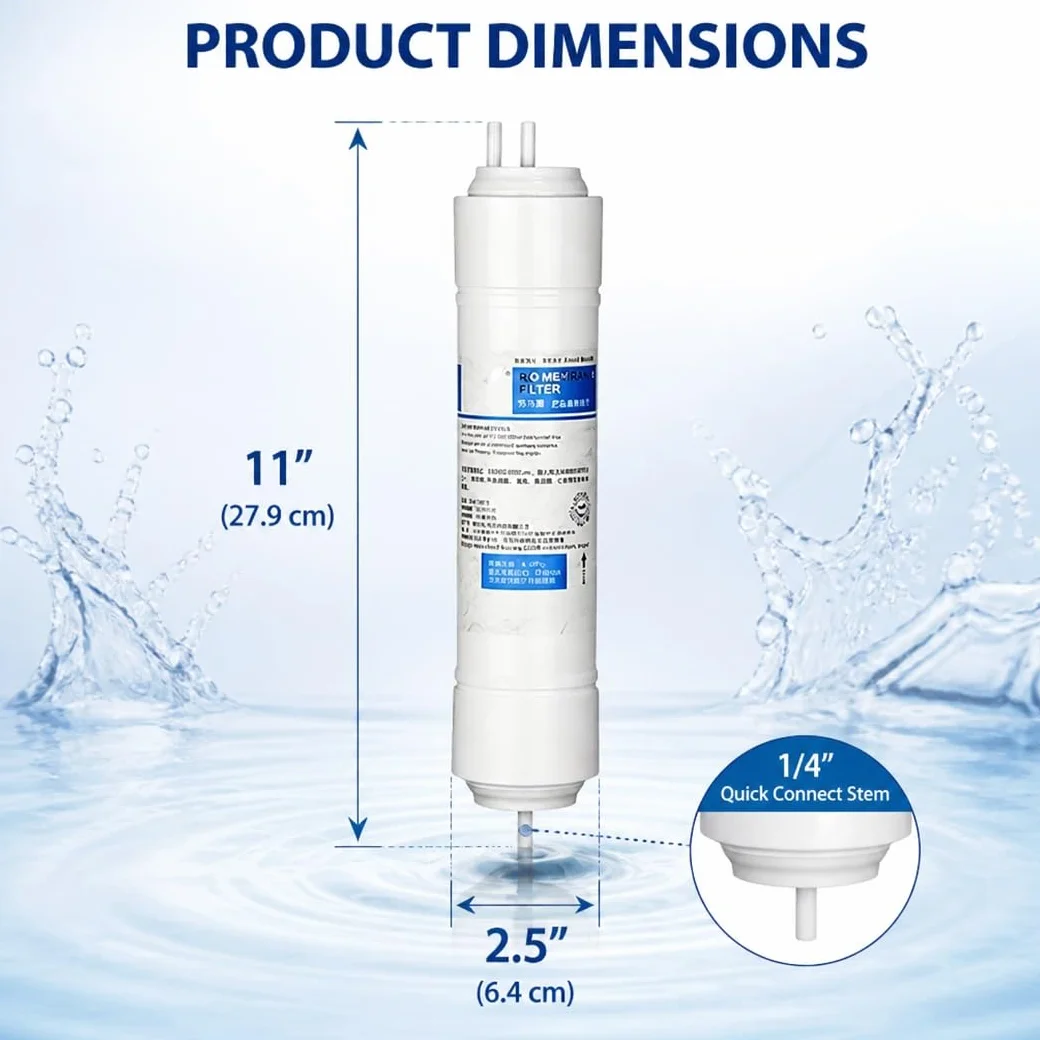 Paquete 2 Cartuchos Membrana Ósmosis Inversa RO 11x2,5" Con Varilla Recta De Conexión Rápida De 1/4",para Sistemas RO Bajo Fregadero, Encimera Y Agua Potable Doméstica