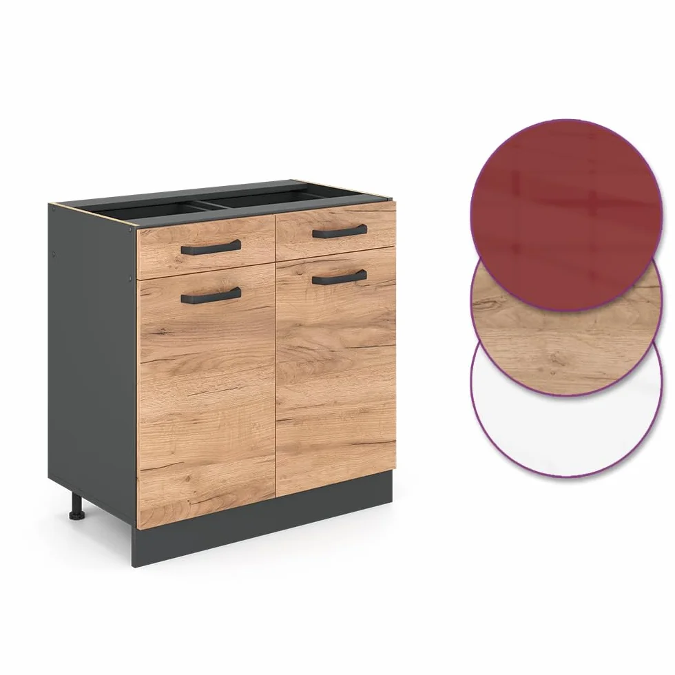 Vicco Mueble bajo de Cocina R-Line, Roble Dorado/Antracita, 80 cm sin encimera