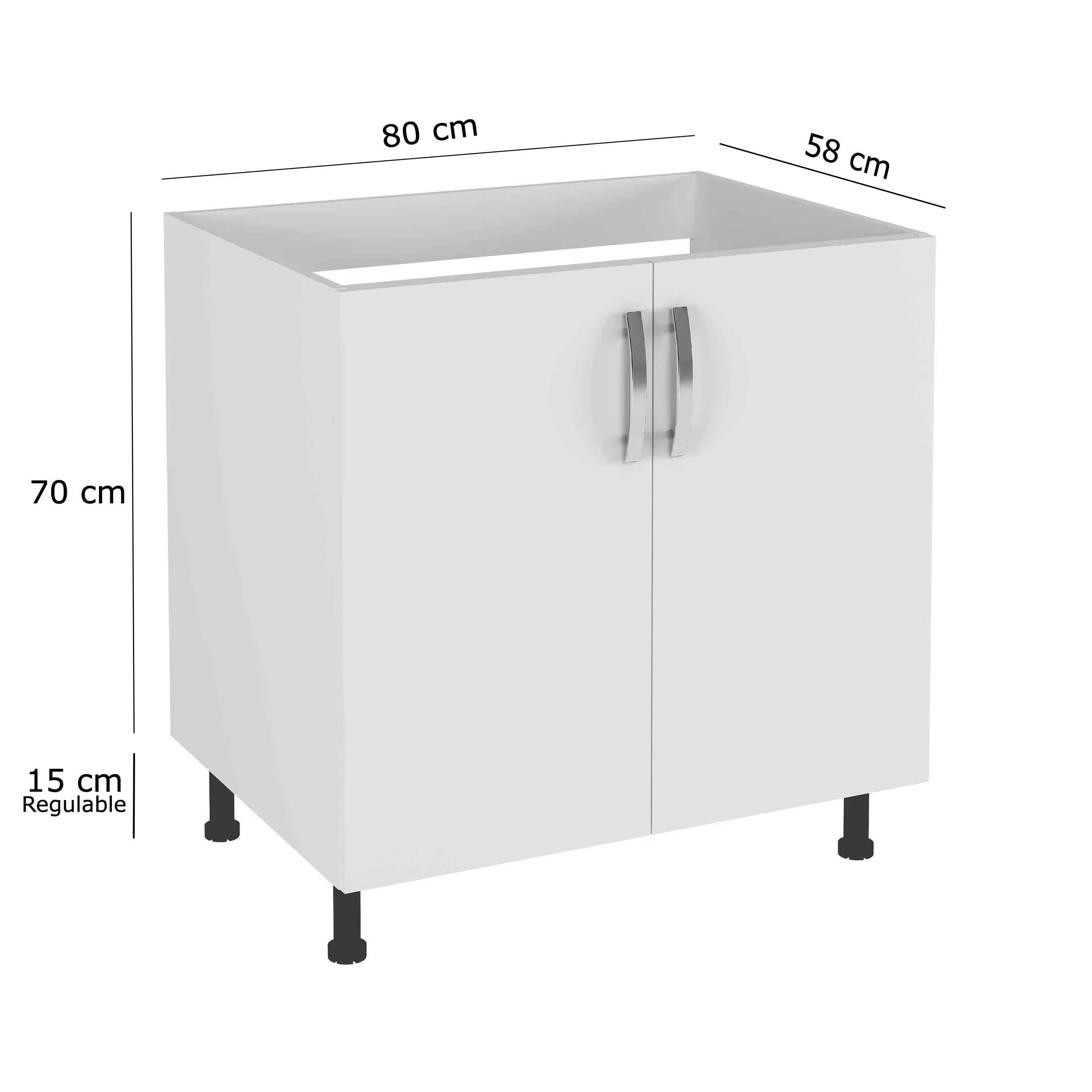 HOGAR24 ES - Mueble Bajo Fregadero 2 Puertas Color Blanco, Medidas: 85 x 80 x 58 cm