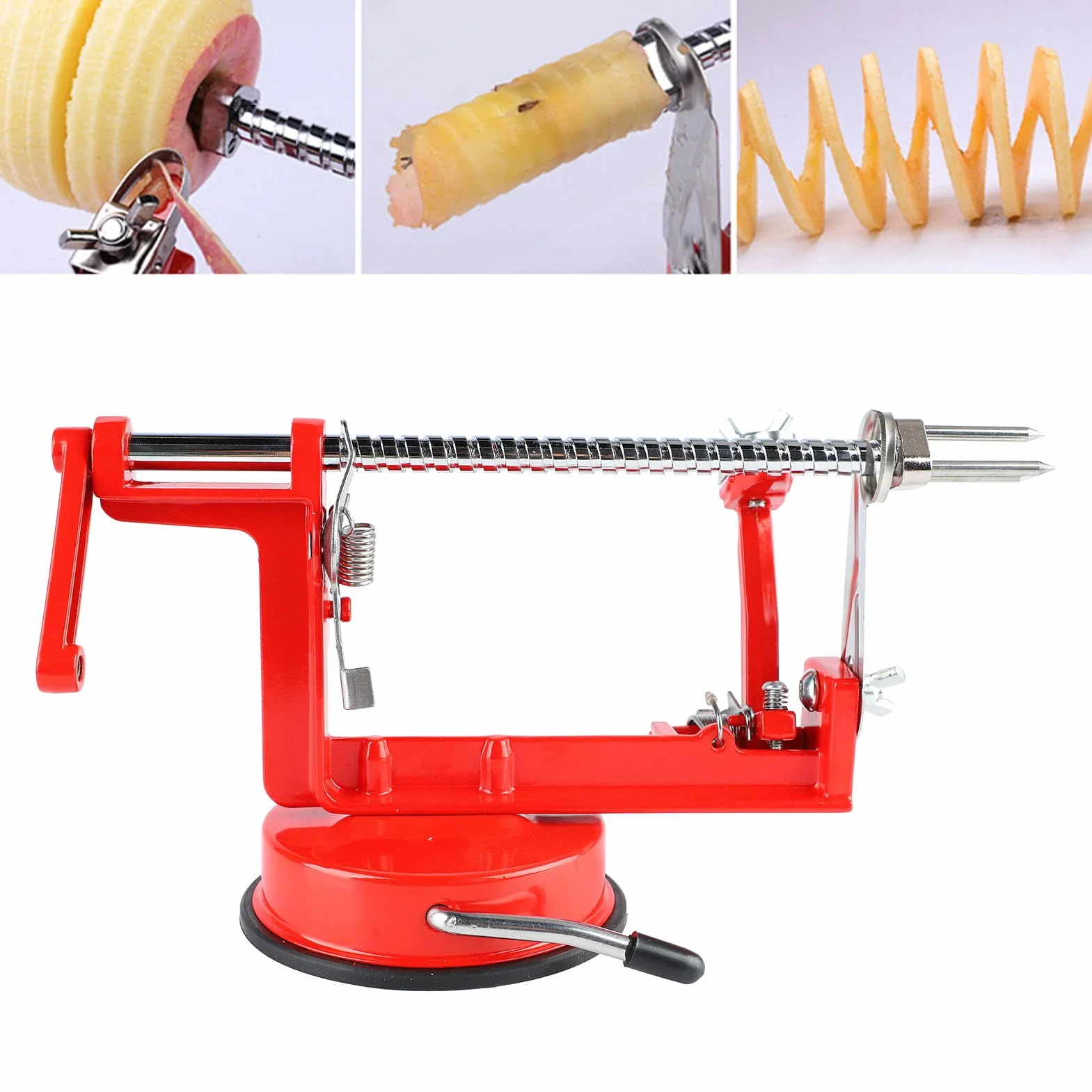 Peladora Eléctrica Multifuncional de Patatas y Frutas, Rebanadora de Manzanas con 8 Cuñas