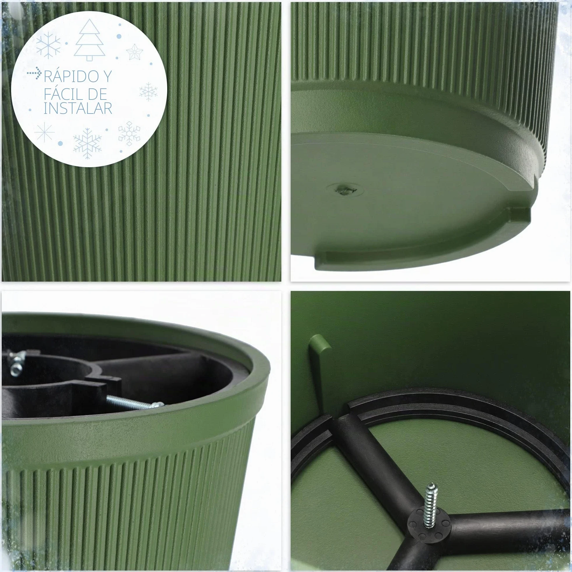 KADAX Soporte para árbol de Navidad, soporte de plástico para árbol de vacaciones, base resistente con depósito de agua para árbol de Navidad real, soporte decorativo para árbol de Navidad (verde, 10