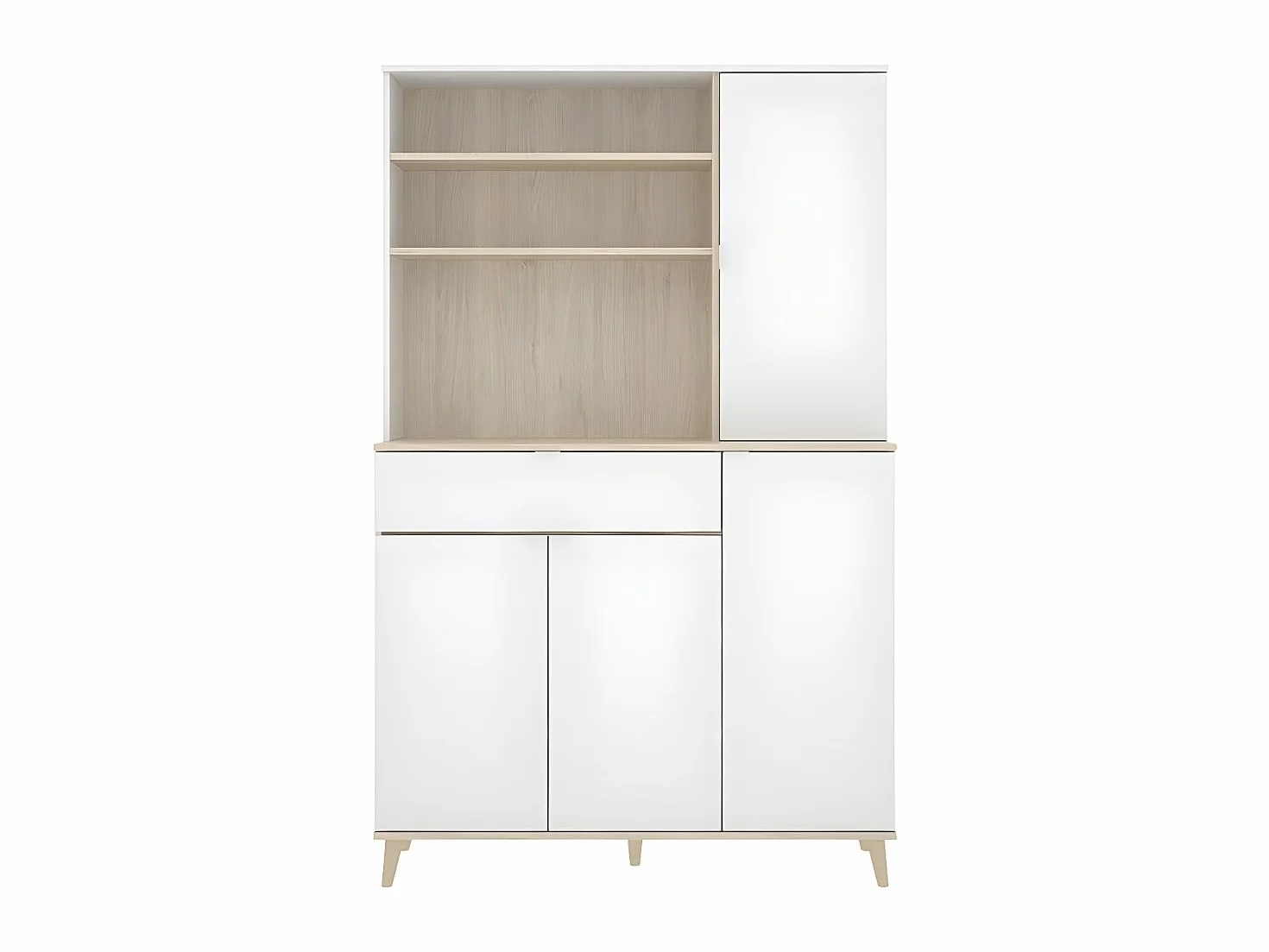 DEKIT GRUPO RIMOBEL WOK -MUEBLE AUXILIAR DE COCINA CON ALMACENAJE - 191x120x40 cm - BLANCO / NATURAL