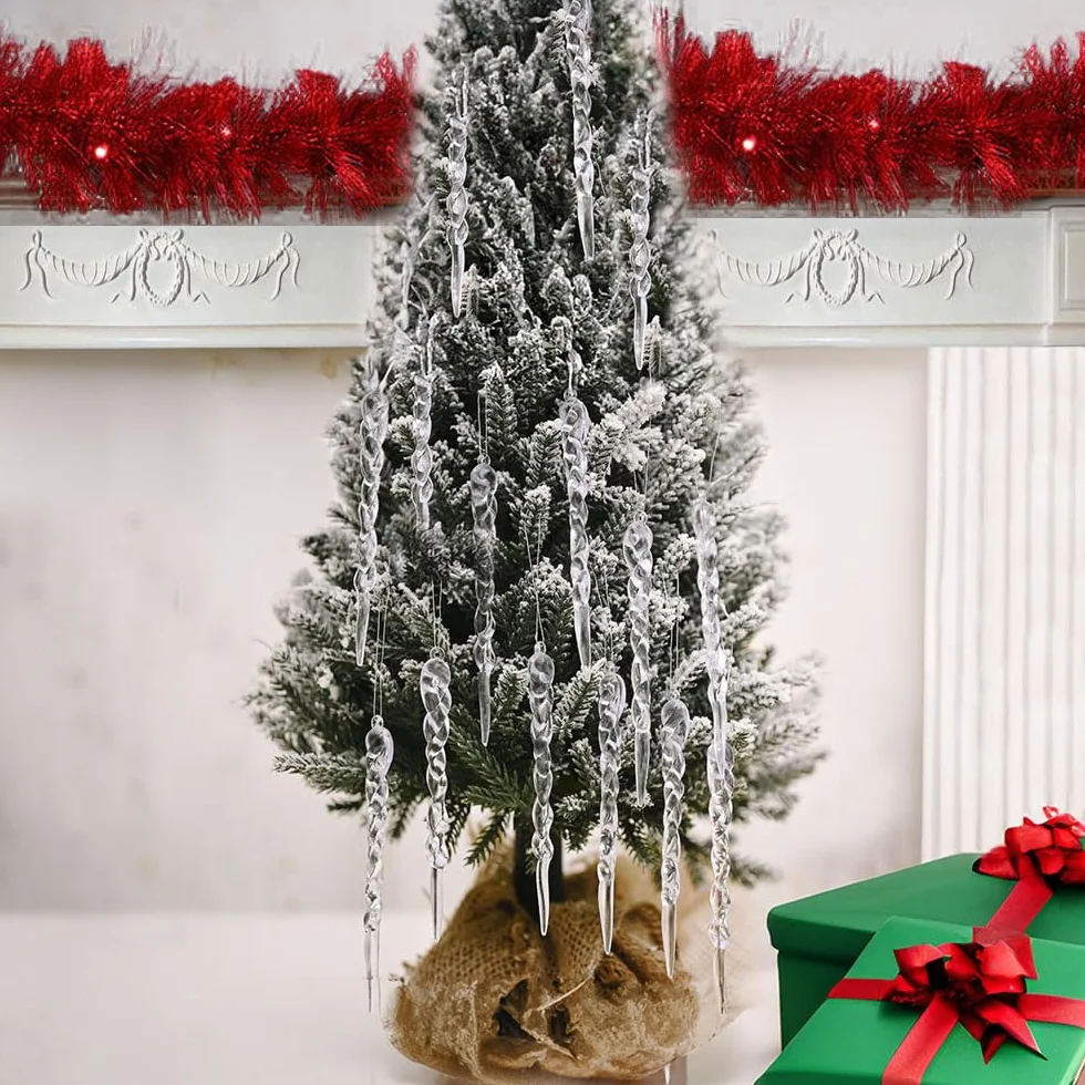 Carámbanos Colgantes Navidad Decoraciones Árbol Adorno Cristal Acrílico - 25 Piezas