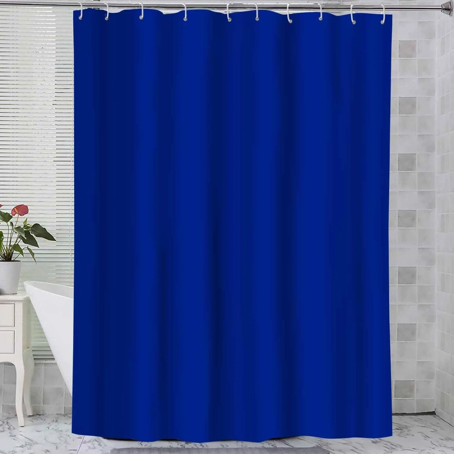 Cortina de ducha impermeable extralarga de 130 x 200 cm, resistente al moho, poliéster, lavable, con 12 ganchos, ideal para baños y bañeras