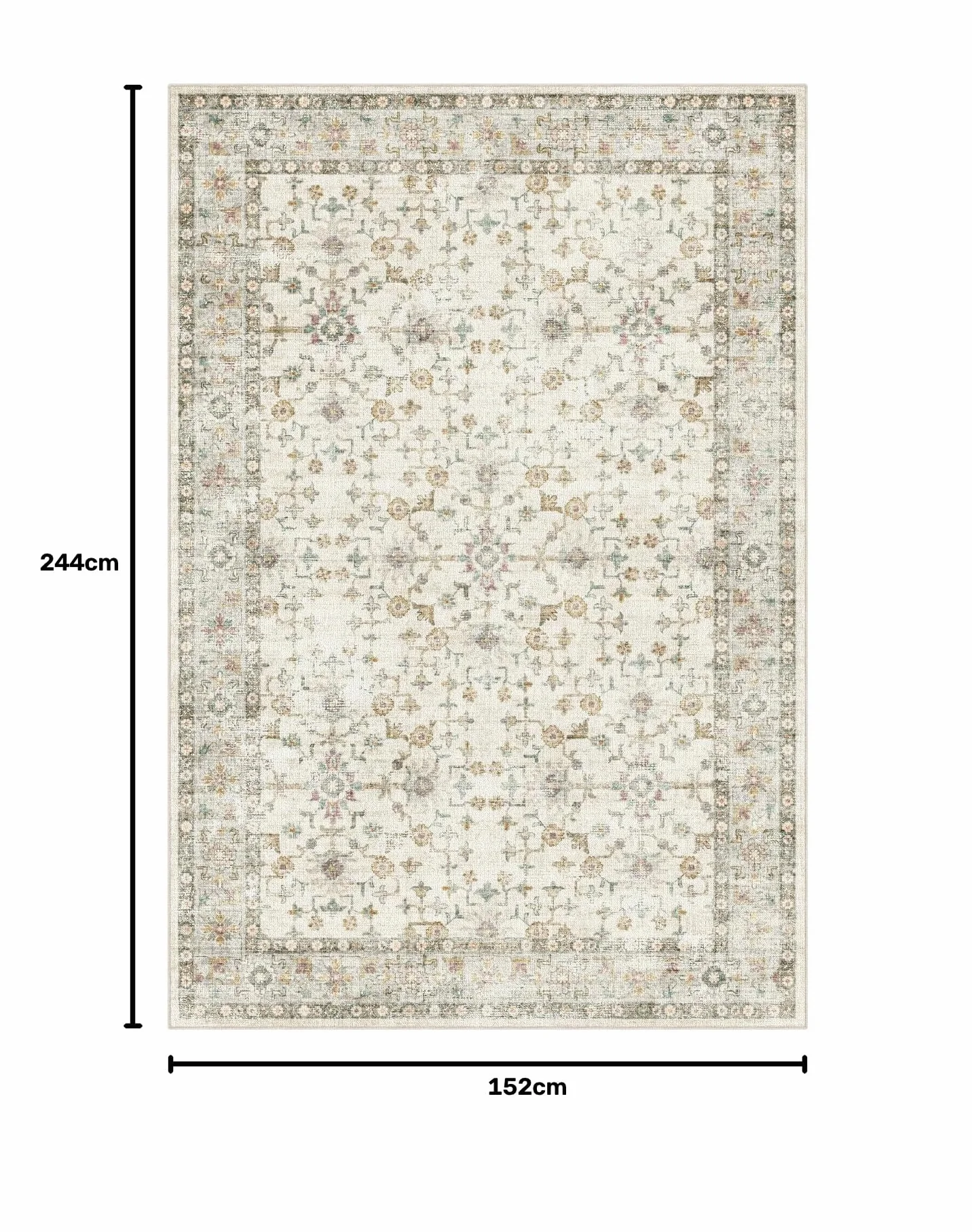 DEXI Alfombra Salon 152 x 244 cm, Alfombras Dormitorio Pelo Corto Lavable, Suave y Cómoda, Diseño Floral Tapetes Decorativas para Sala de Estar, Habitación, Comedor, Beige