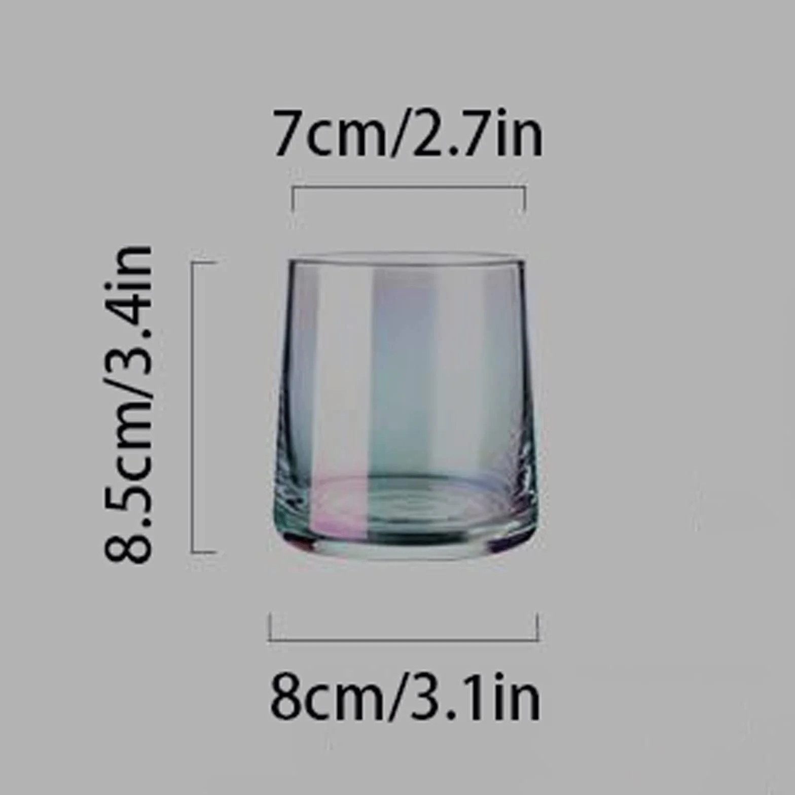 Vaso para Beber Conjunto de Taza de Vidrio de Colores de 6 ooz Jugo Leche té Desayuno Bebida Bebida Whisky cristalería hogar Libre de Plomo Juego Vasos de Cristal(A)