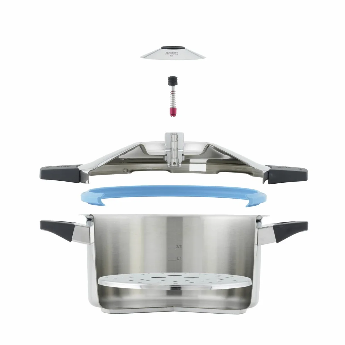 Kuhn Rikon Duromatic Inox, Olla a Presión Super Rápida con Asas, Olla Express Apta para Inducción, Fondo Superthermic para una buena Distribucion del Calor, Acero Inoxidable18/10, 6 L. /24 CM