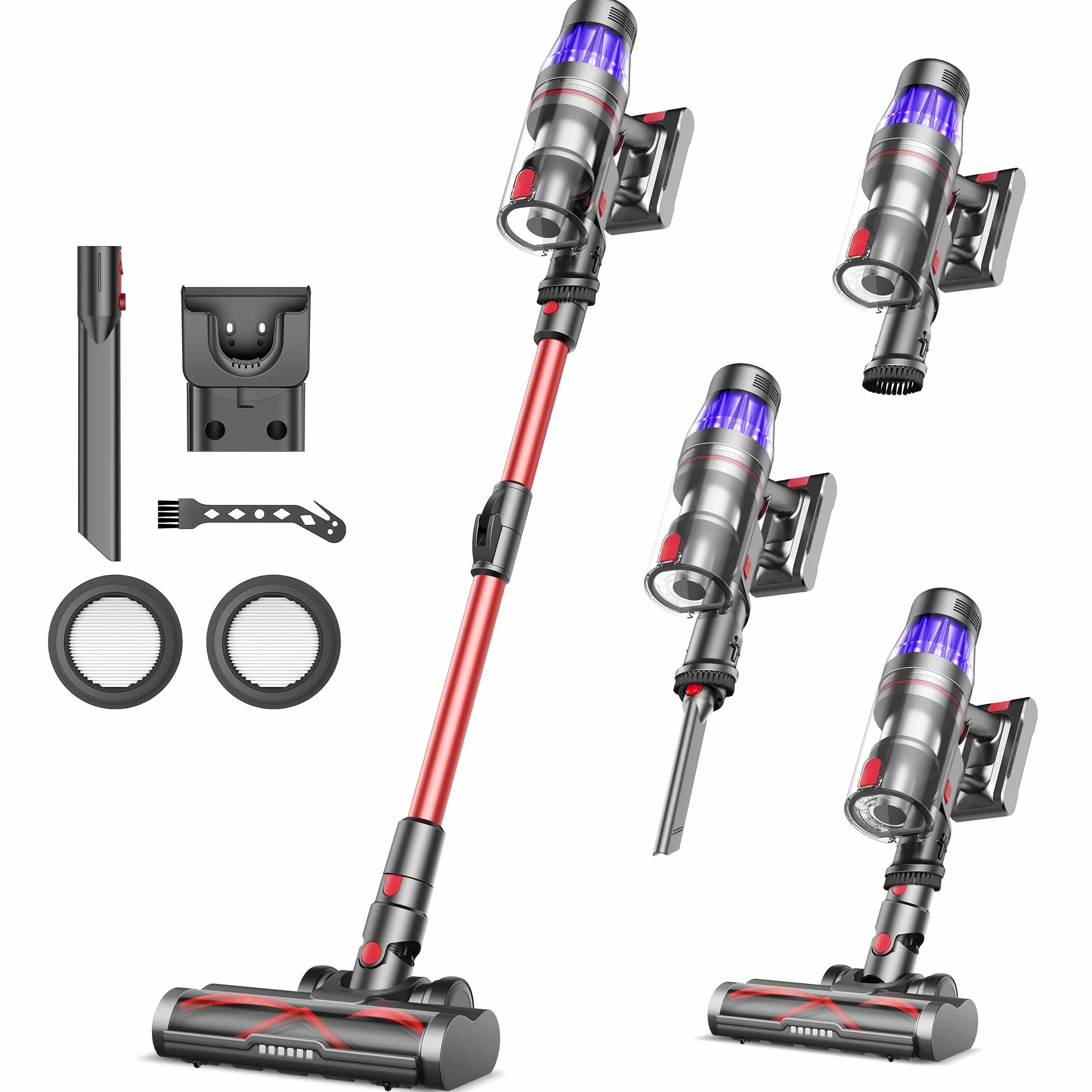 Ultenic U16 Flex Aspiradora sin Cable Potente 50Kpa/550W, 60Mins, Aspirador Escoba Vertical con Tubo Flexible, Limpia el Fondo de los Muebles sin Agacharse, Antienredo, para Alfombra/Pelos de Mascota