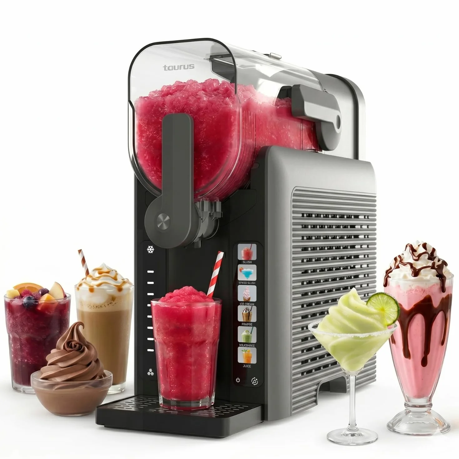Taurus – Máquina de Granizados Ice Flow 2600 | Capacidad 1,6L | 6 Programas de Bebidas heladas y granizadas | Listas en 15 min | Diseño compacto | Pantalla Táctil | Autolimpieza + Apto Lavavajillas